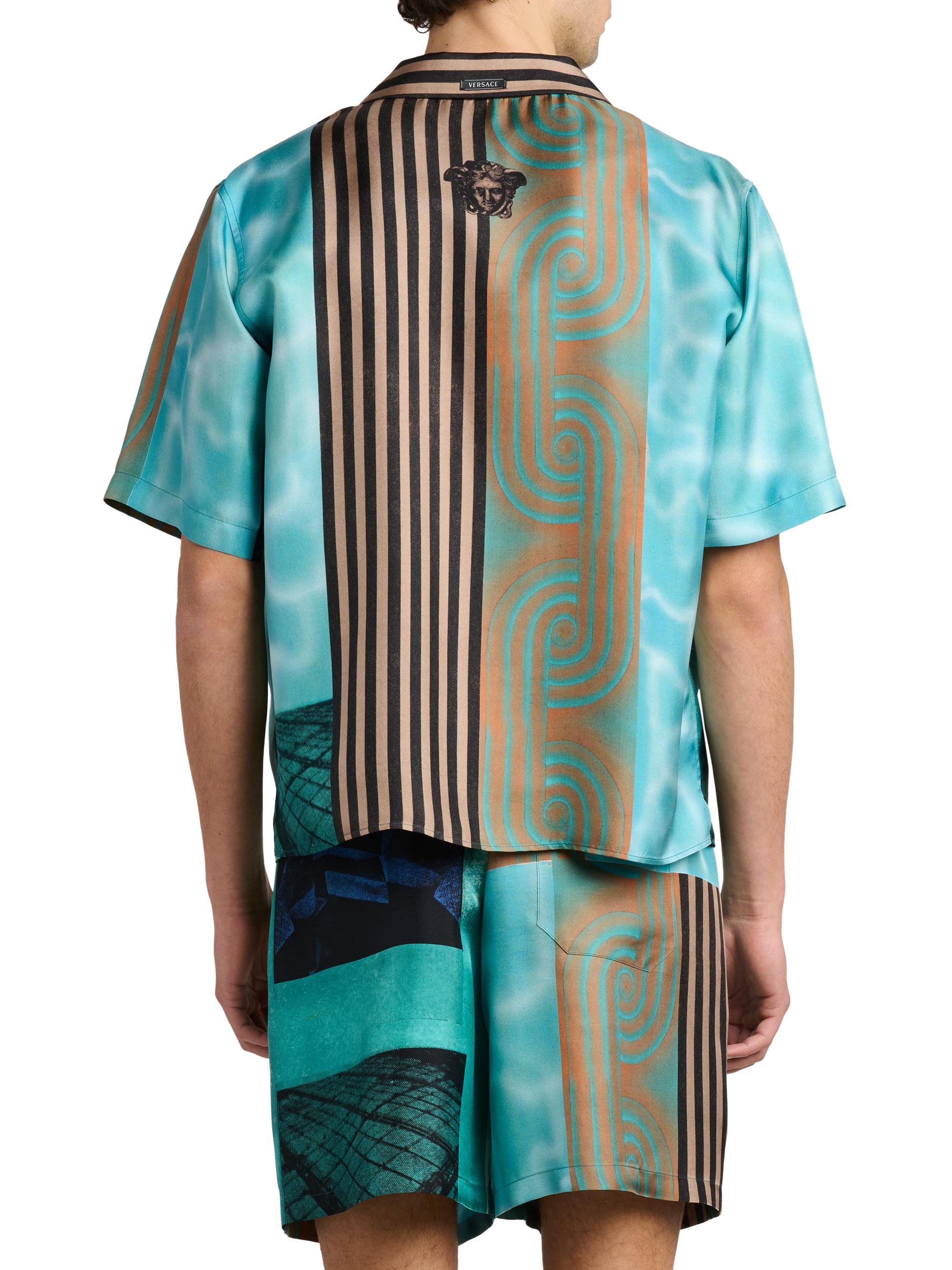 Versace Men's Printed Silk Camp Shirt | Thumbnail 5