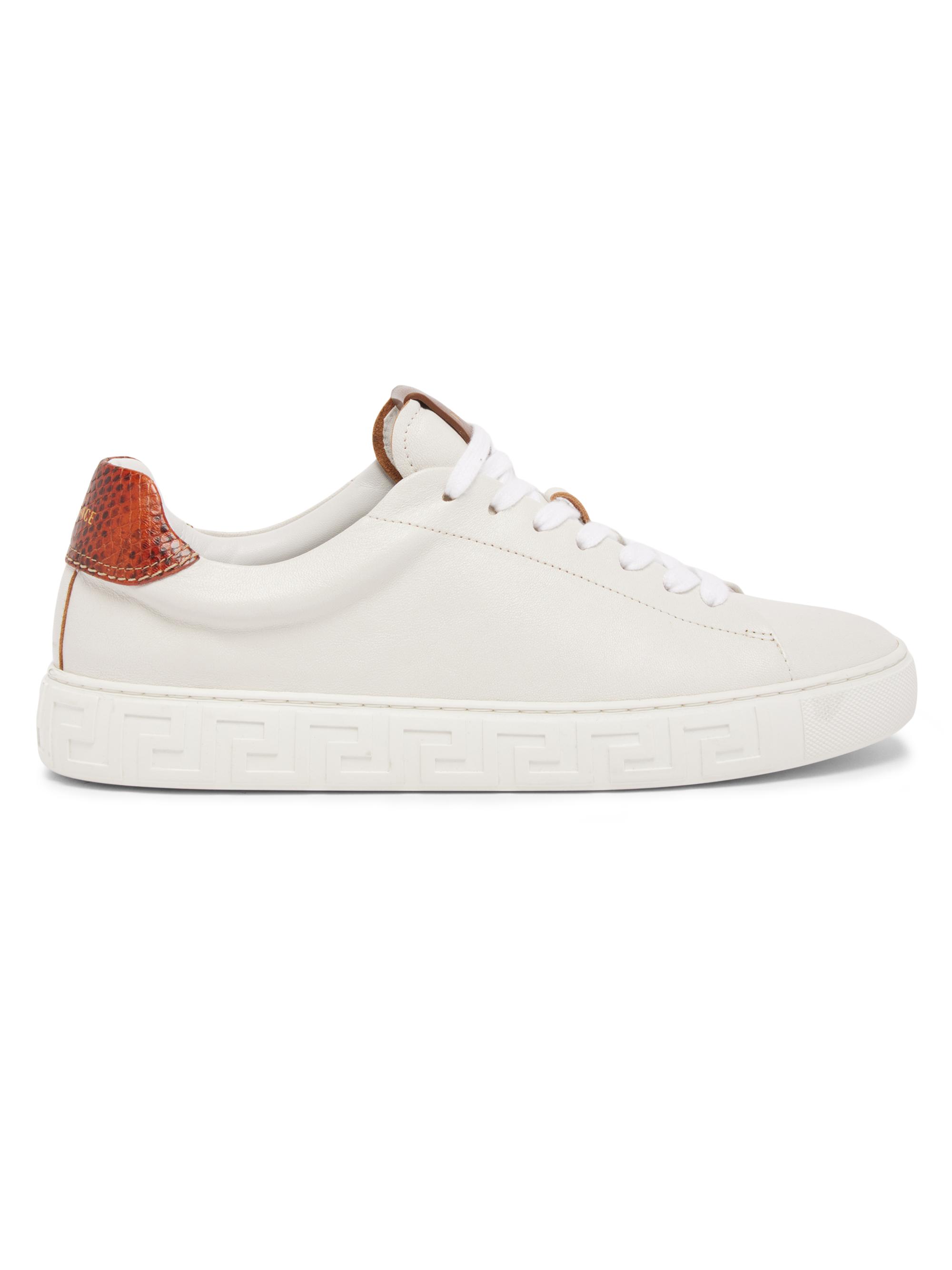 Versace Men's Greca Leather Low-Top Sneakers - White Rust Oak | Thumbnail 7