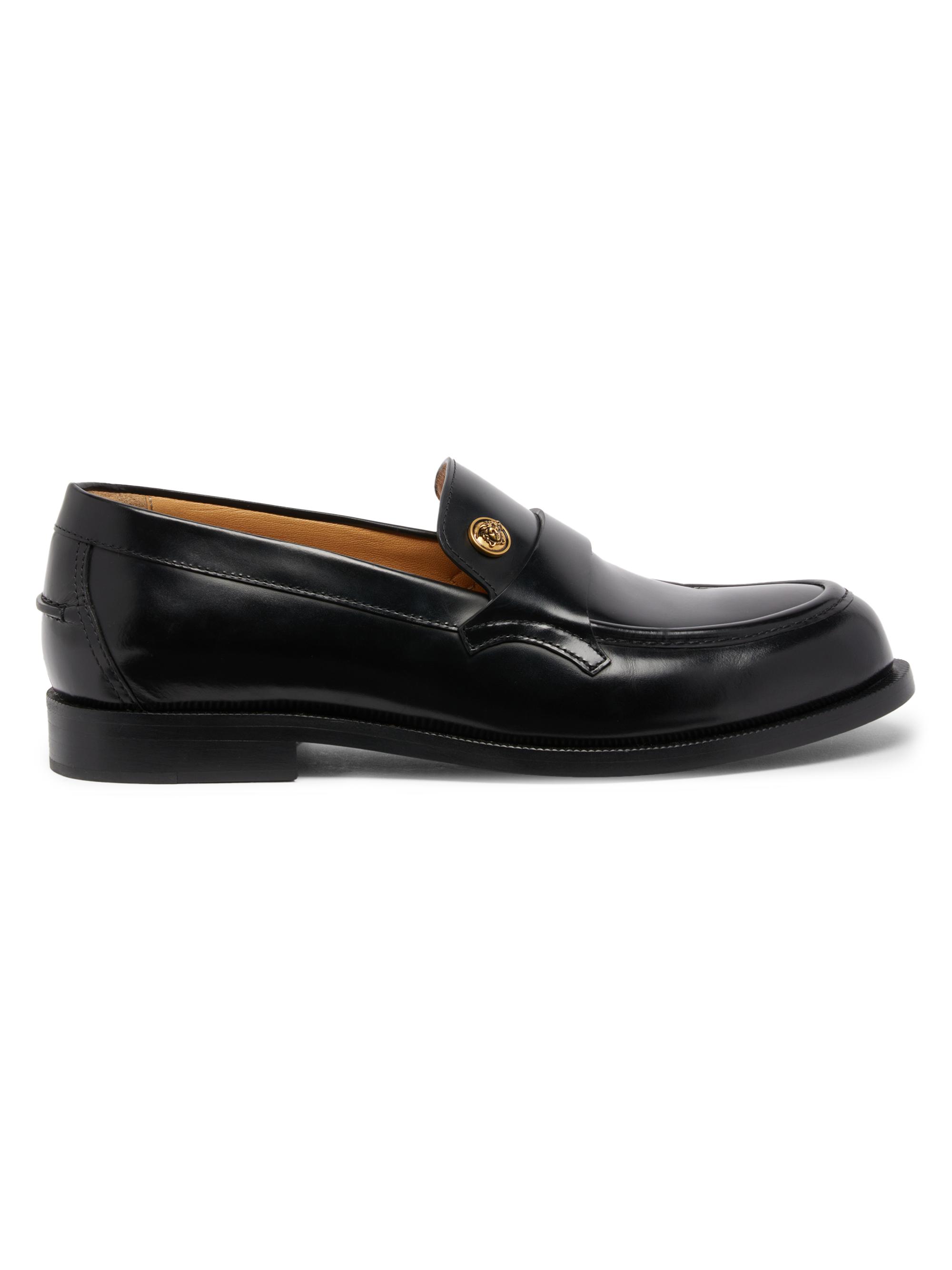 Versace Men's Medusa Suede Sliiper Loafers - Black Gold - Size 11