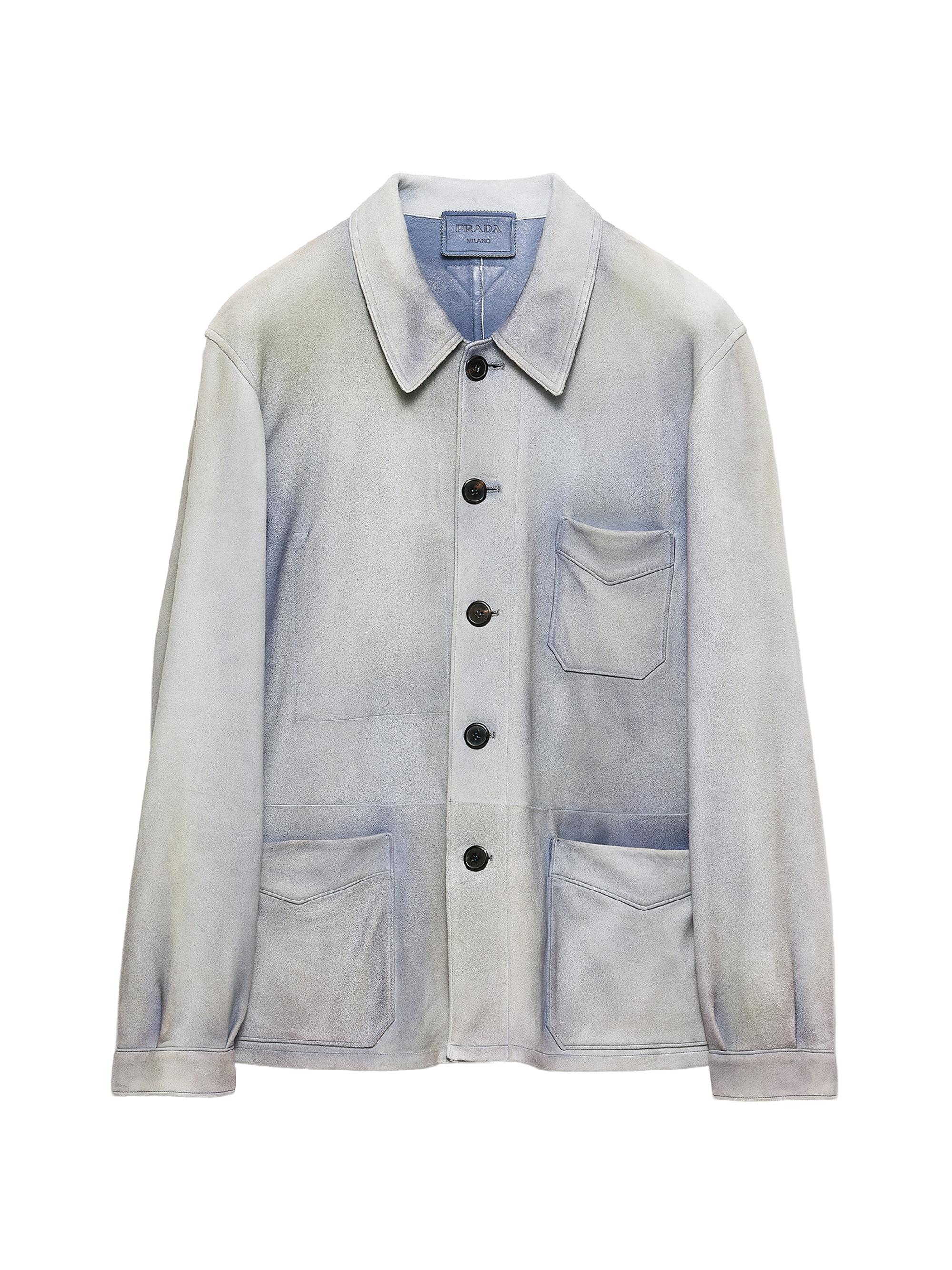 Prada Men's Suede Caban Jacket - Blue