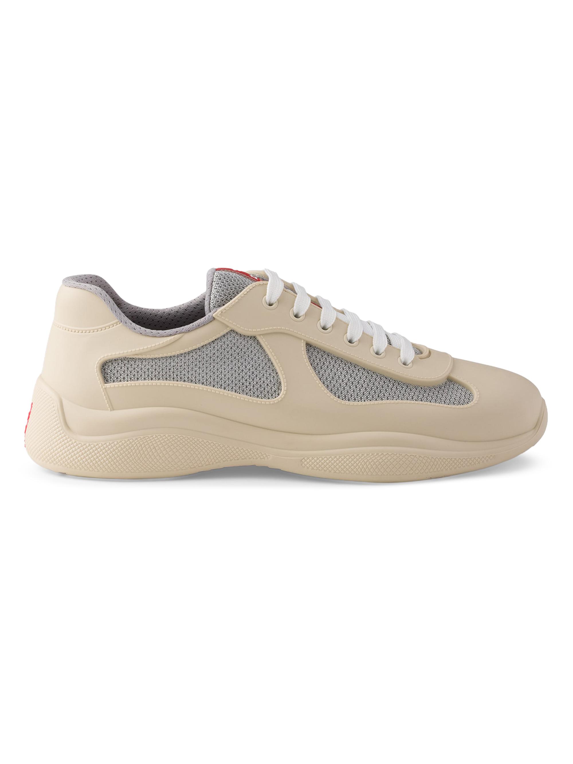 Prada Men's America's Cup Soft Rubber and Bike Fabric Sneakers - Beige