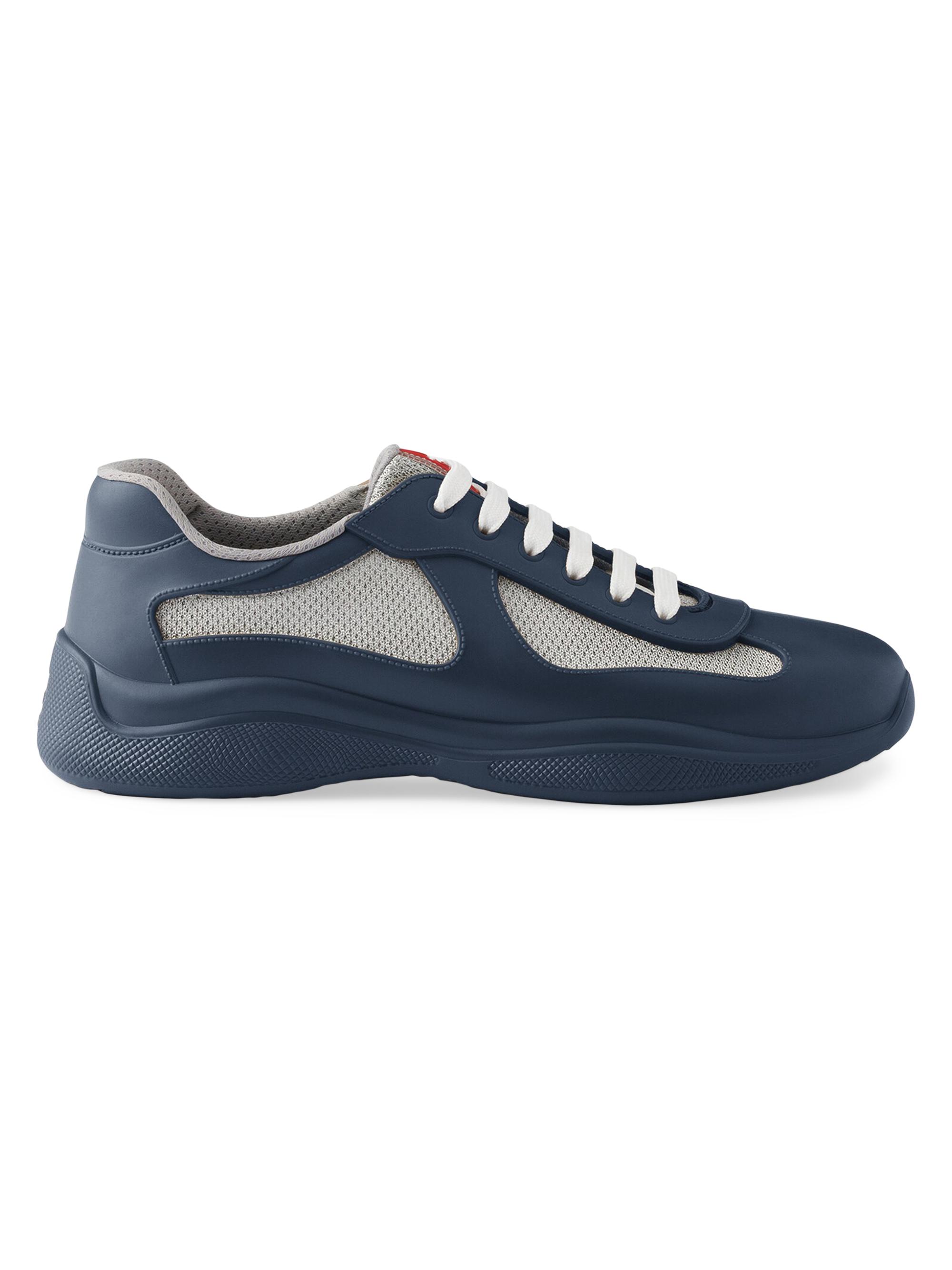 Prada Men's America's Cup Soft Rubber and Bike Fabric Sneakers - Navy