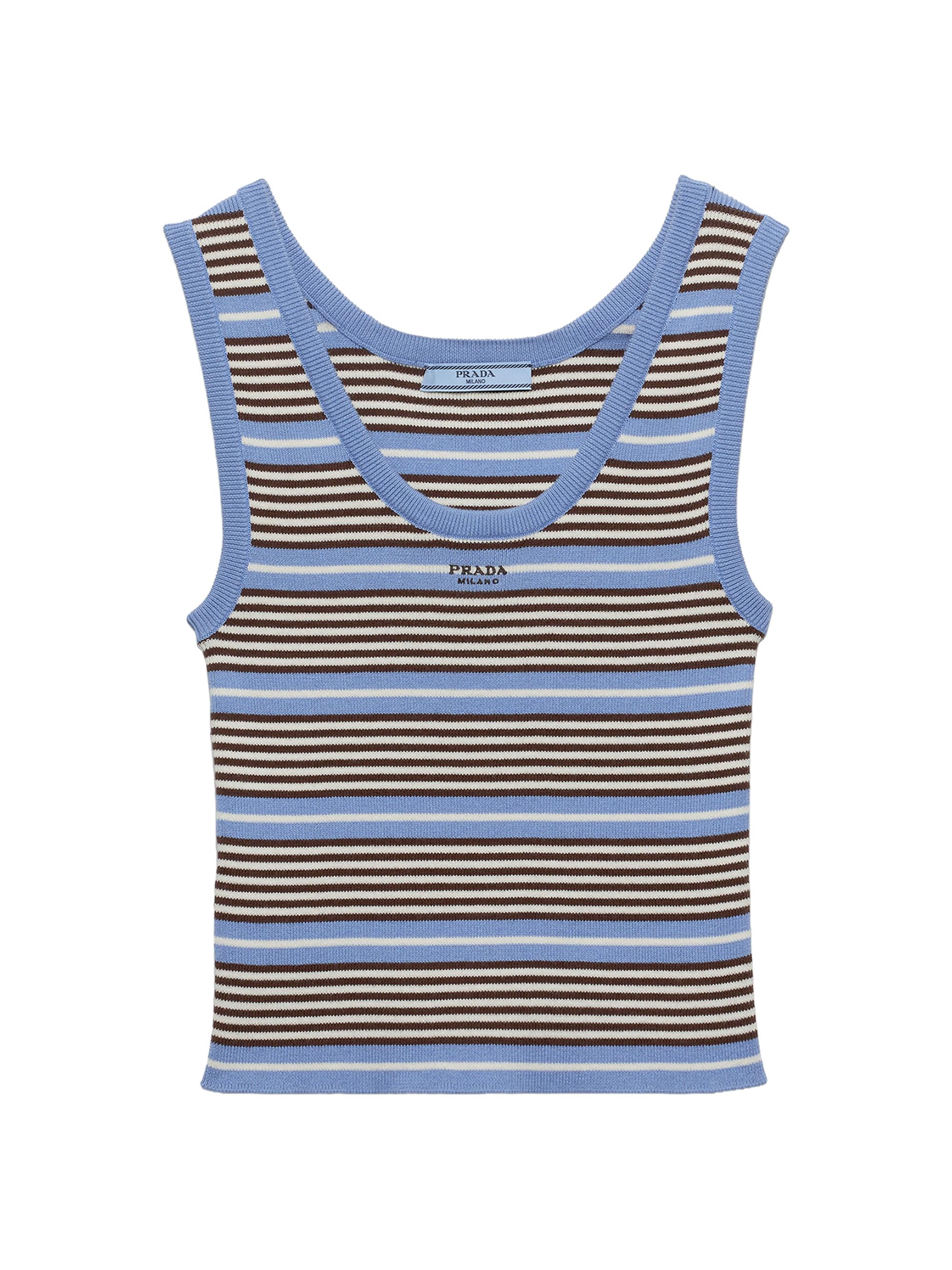 Prada Women's Cotton Knit Tank Top - Blue