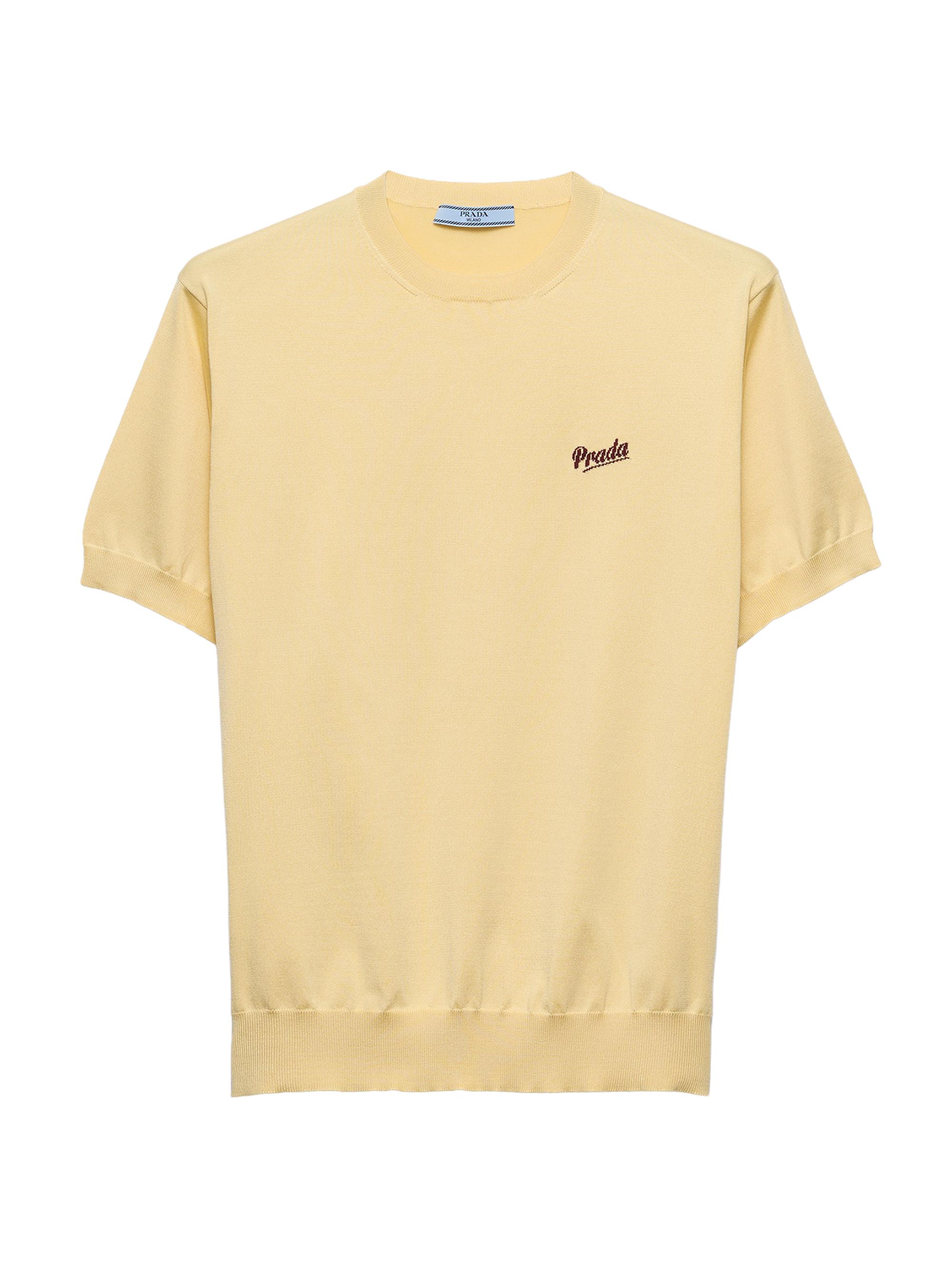 Prada Women's Silk Crew-Neck Sweater - Yellow