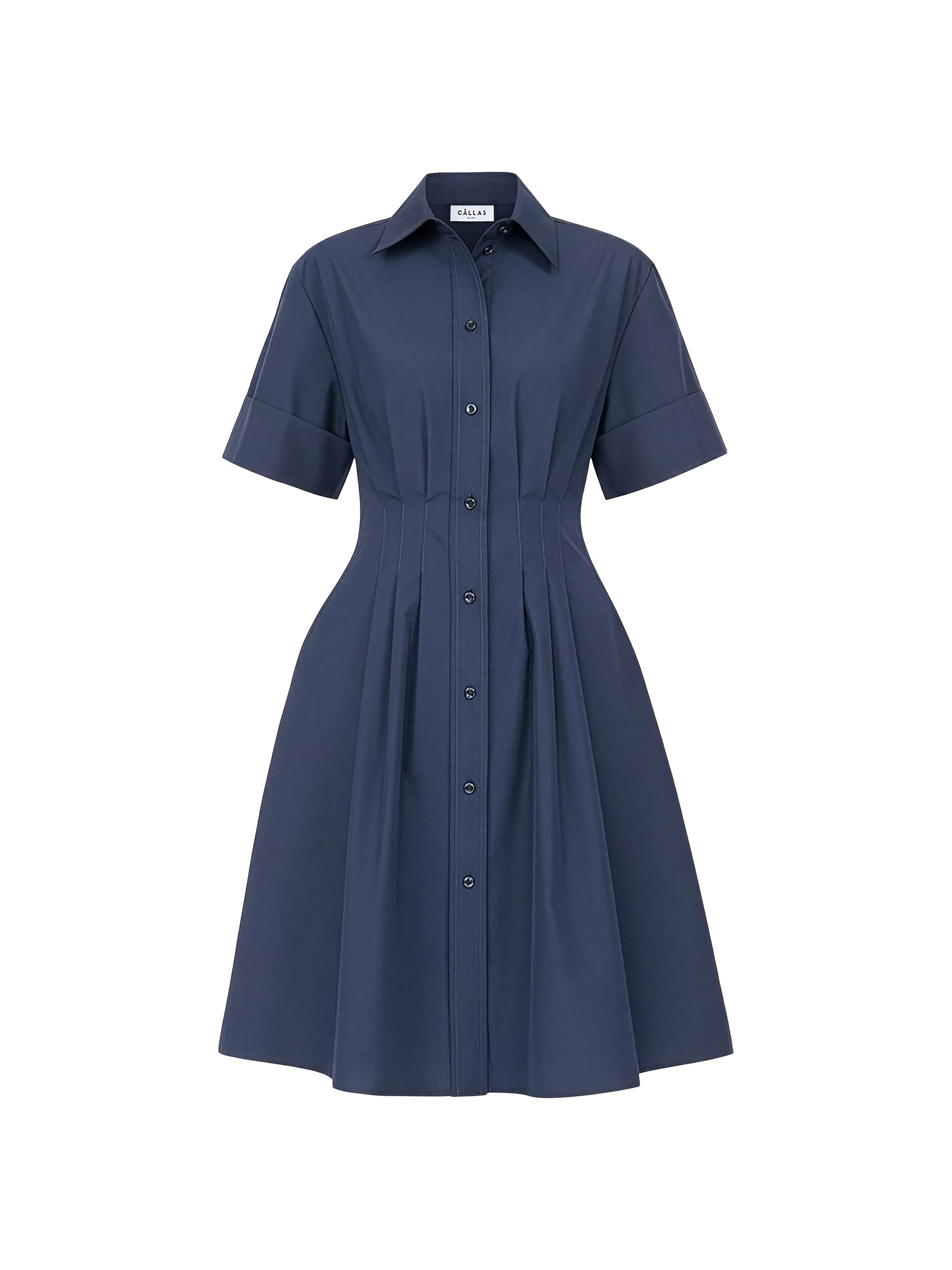 Callas Milano Women's Bergamo Fit and Flare Shirt Dress - Pale Blue