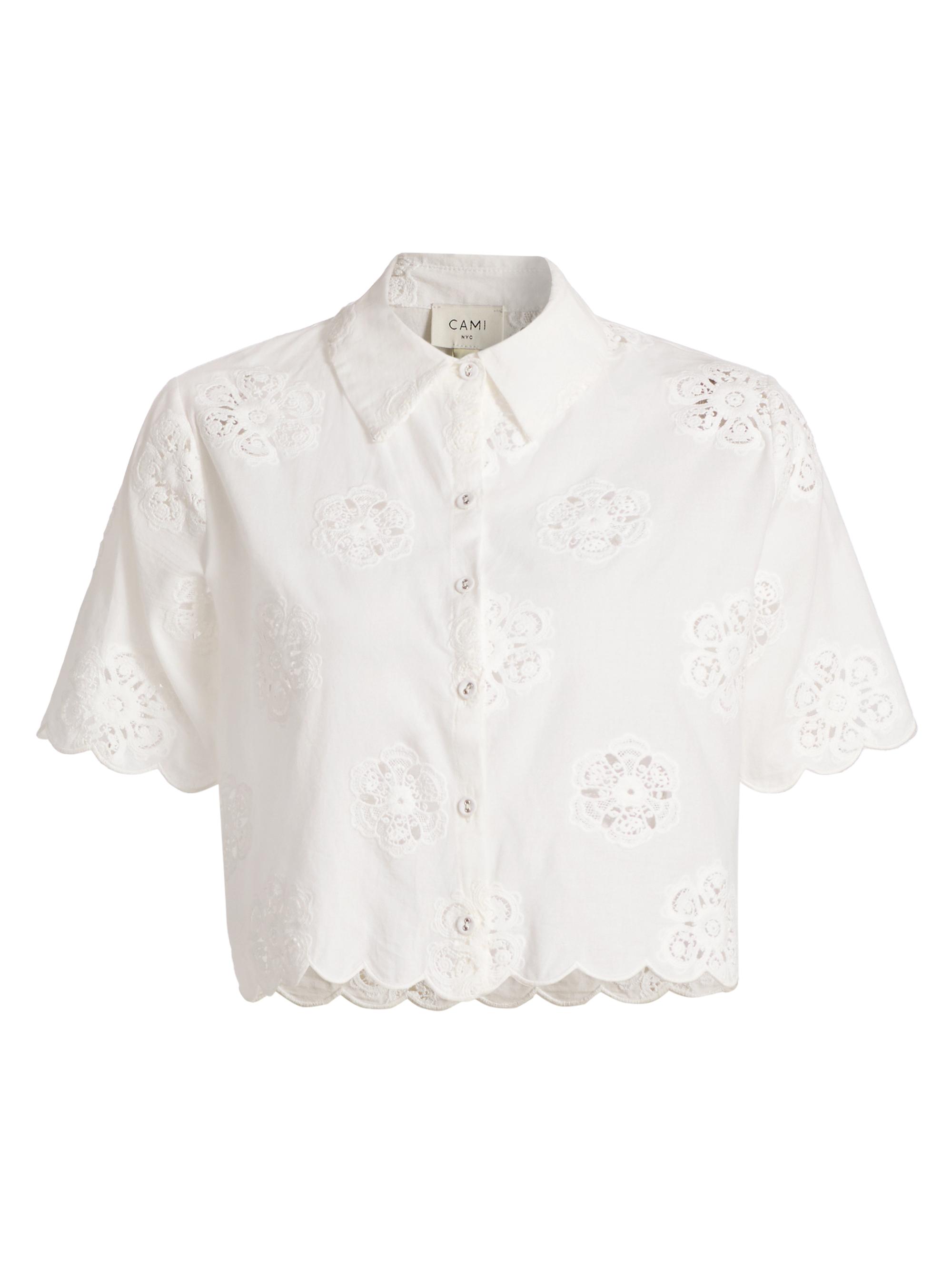 Cami NYC Women's Xana Cotton Eyelet Short-Sleeve Top - Macadamia