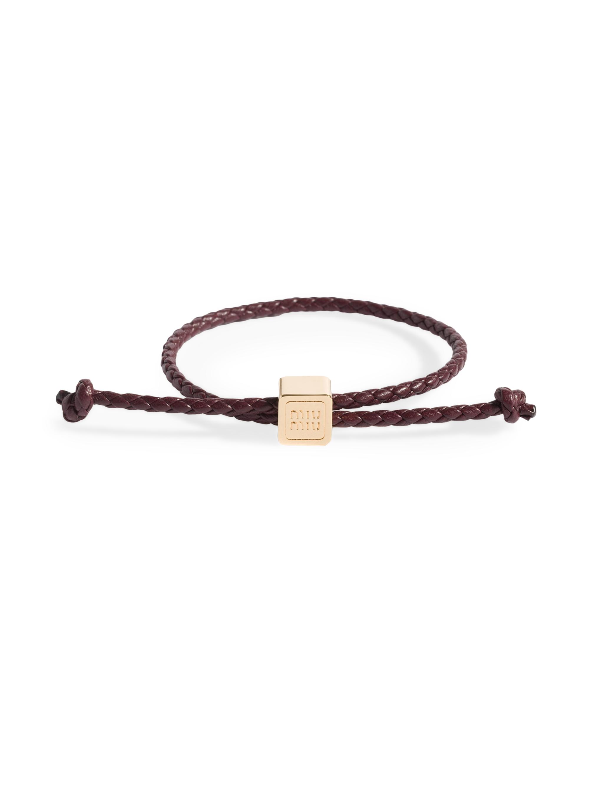 Miu Miu Women's Leather Bracelet - Dark Red