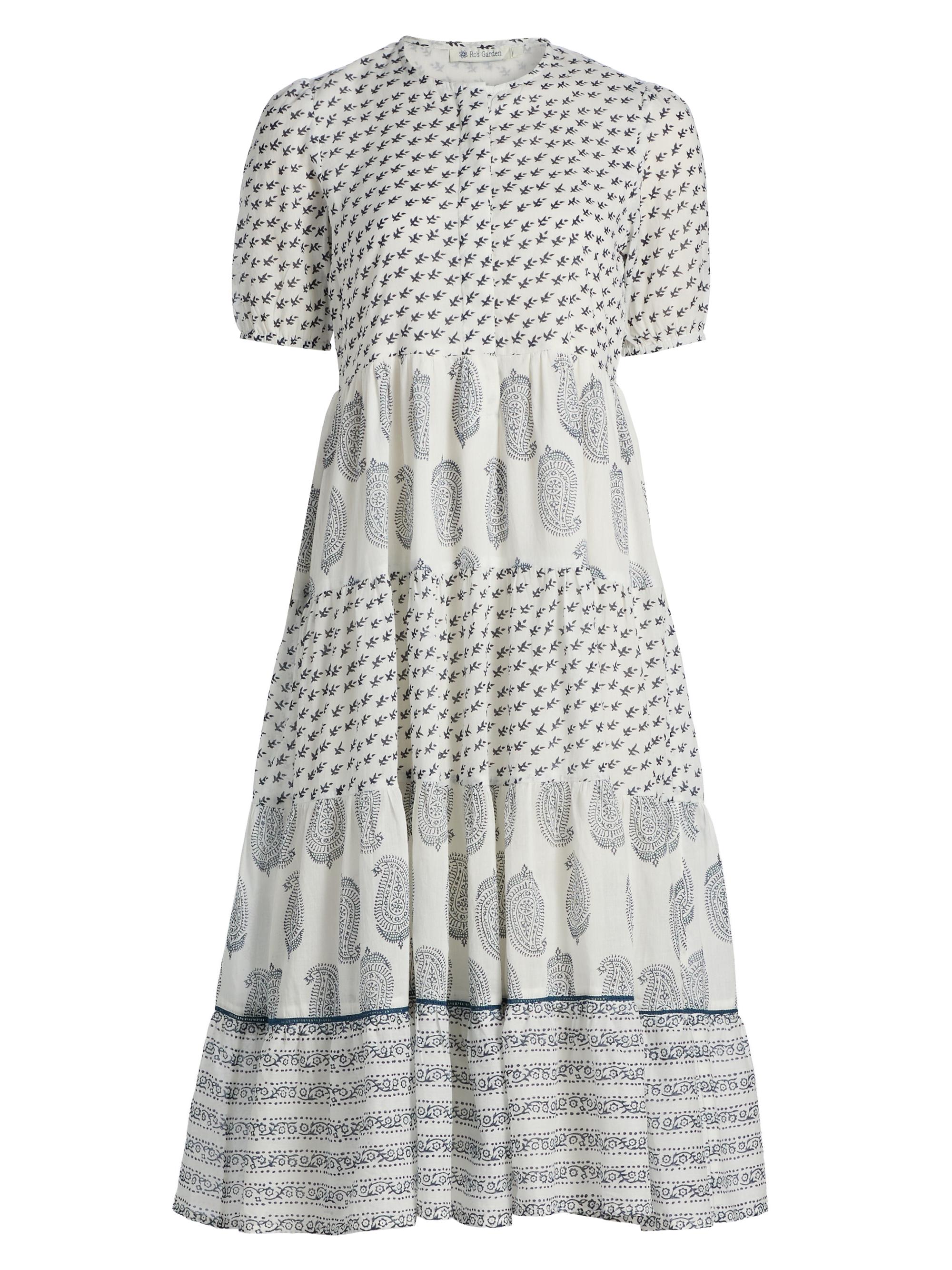 Ro's Garden Women's Daphne Printed Cotton Midi-Dress - Blue