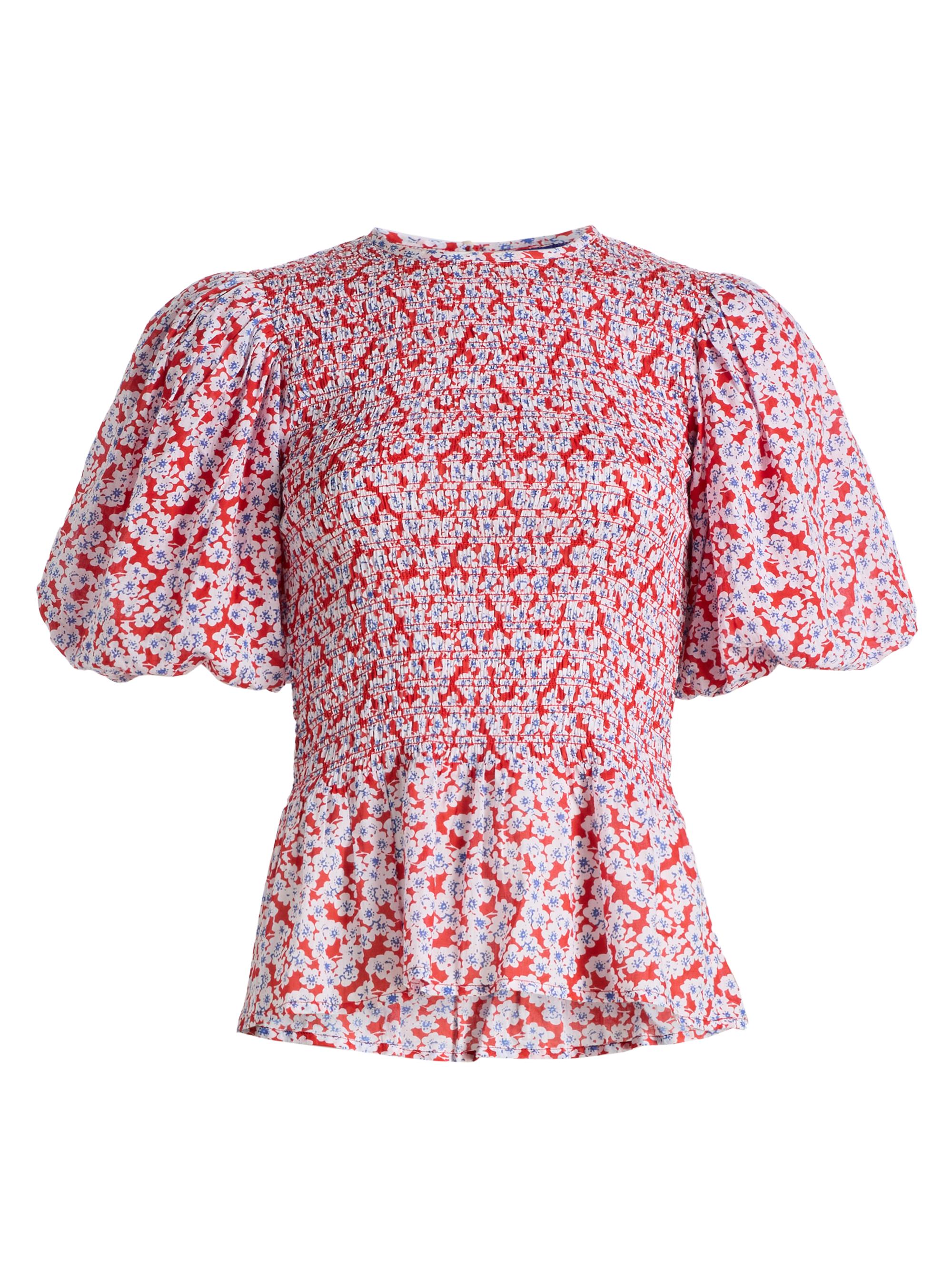 Ro's Garden Women's Luz Floral Cotton Peplum Top - Red