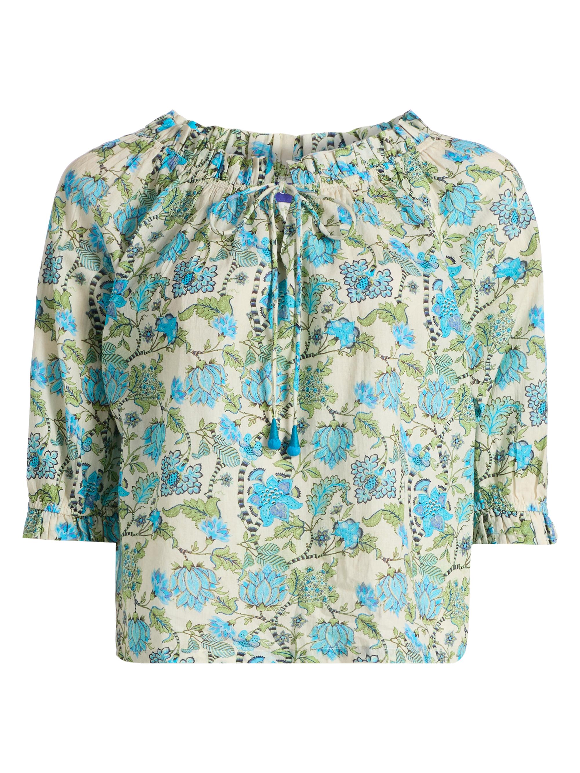 Ro's Garden Women's Havana Floral Cotton Top - Blue