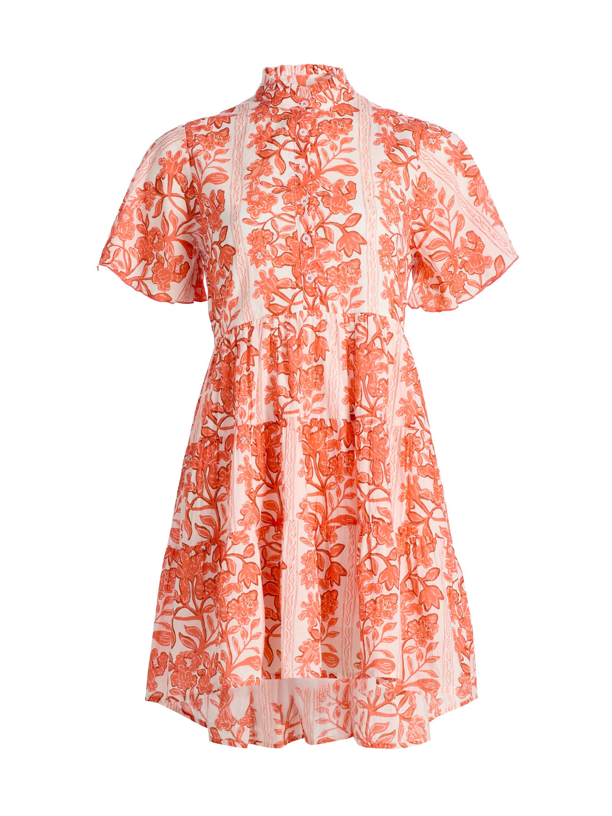 Ro's Garden Women's Vibeka Floral Cotton A-Line Minidress - Orange