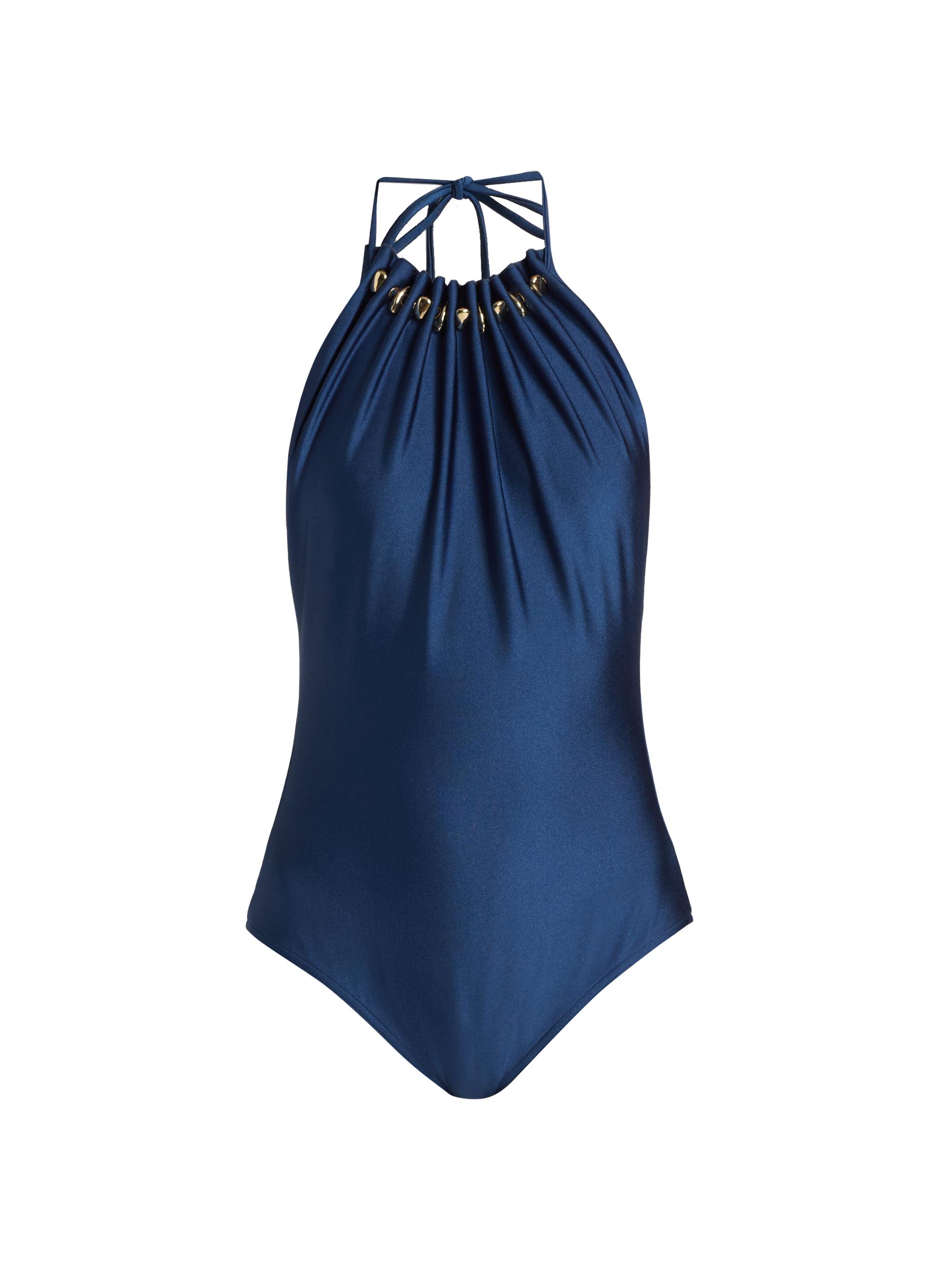 Zimmermann Women's Aster Gathered Bead One-Piece Swimsuit - Dark Cobalt