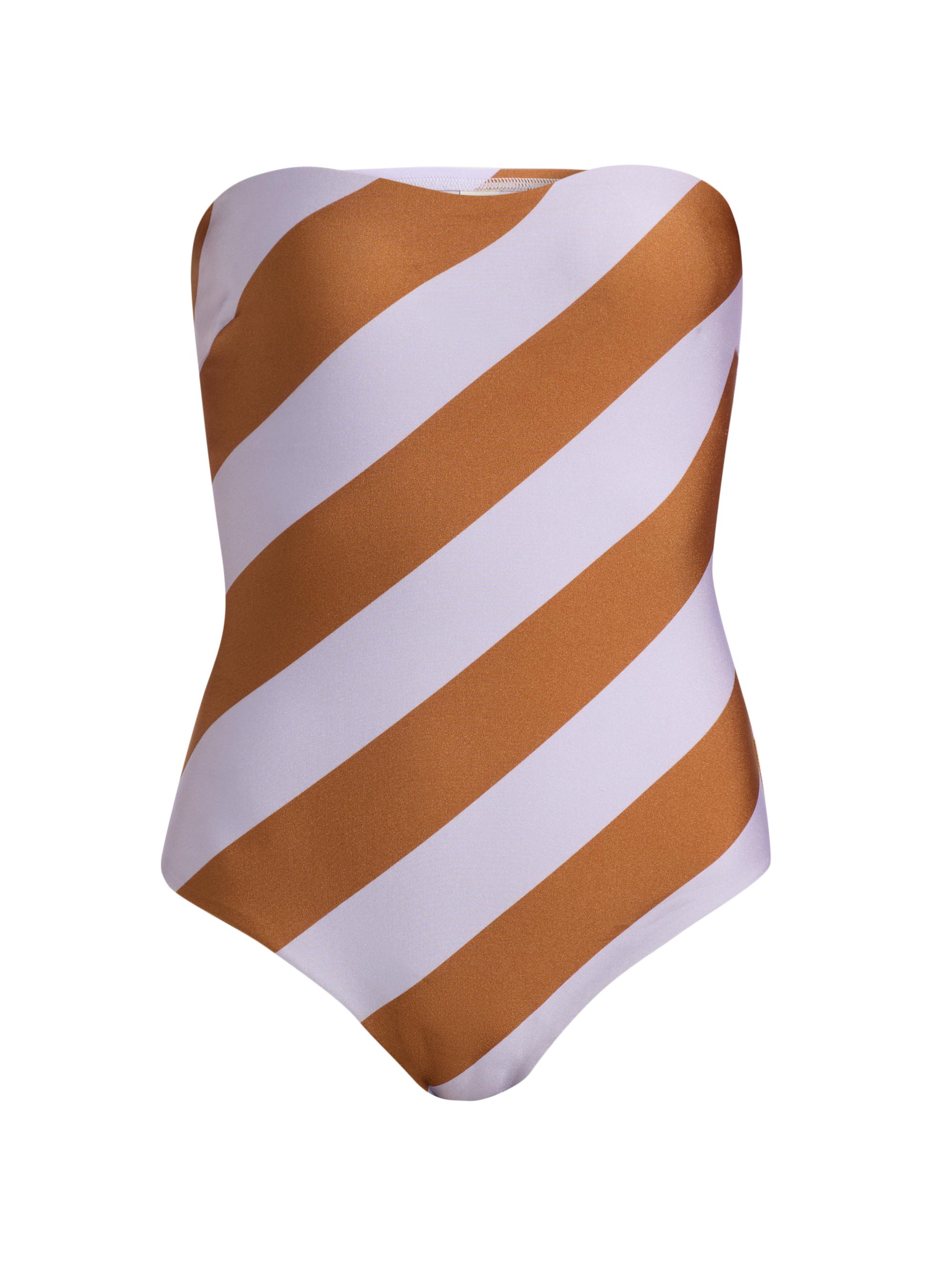 Zimmermann Women's Indra Bandeau One-Piece Swimsuit - Lilac Tan Stripe | Thumbnail 7
