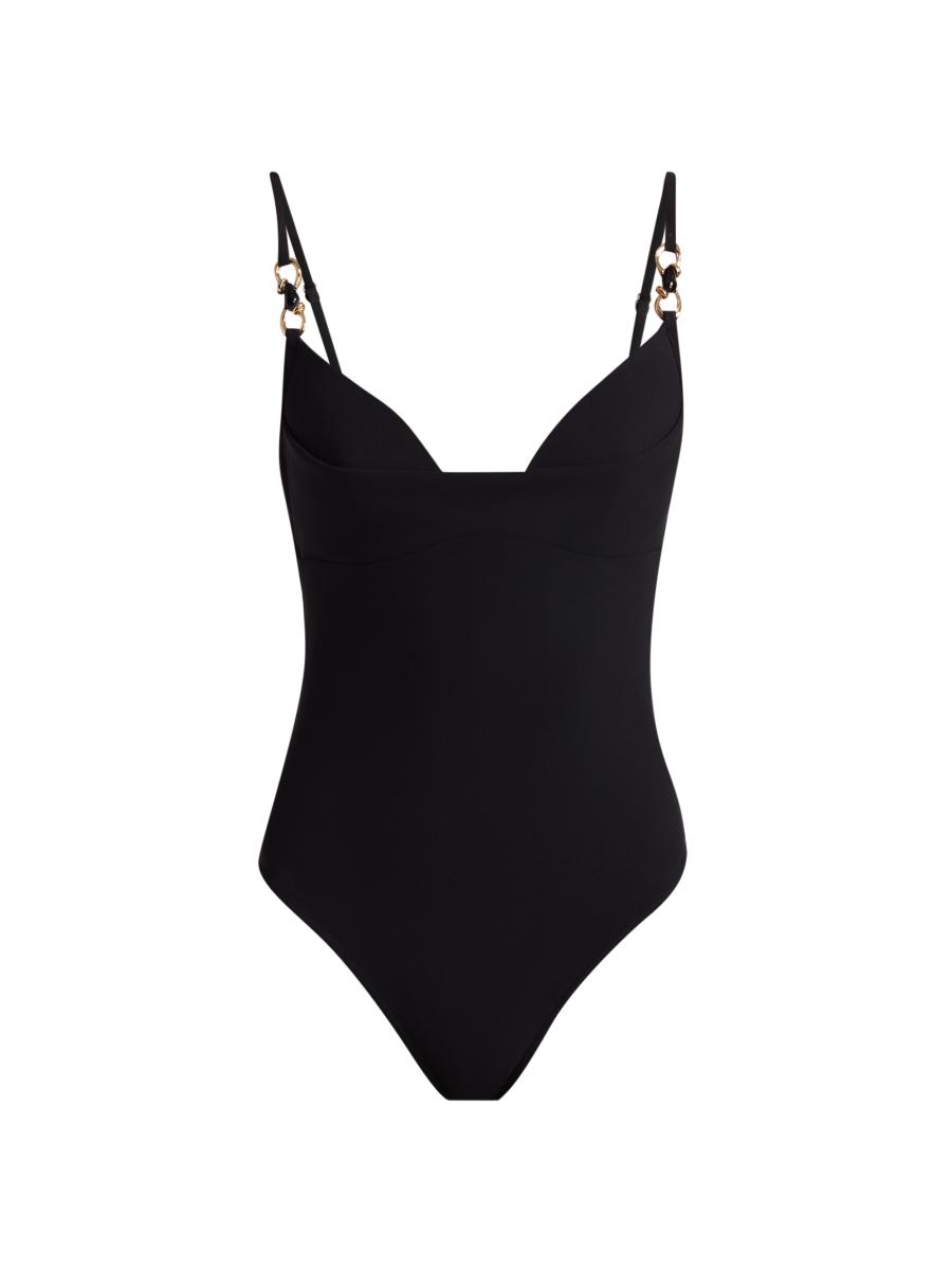 Zimmermann Mahon Trim Detail One-piece Swimsuit In Black