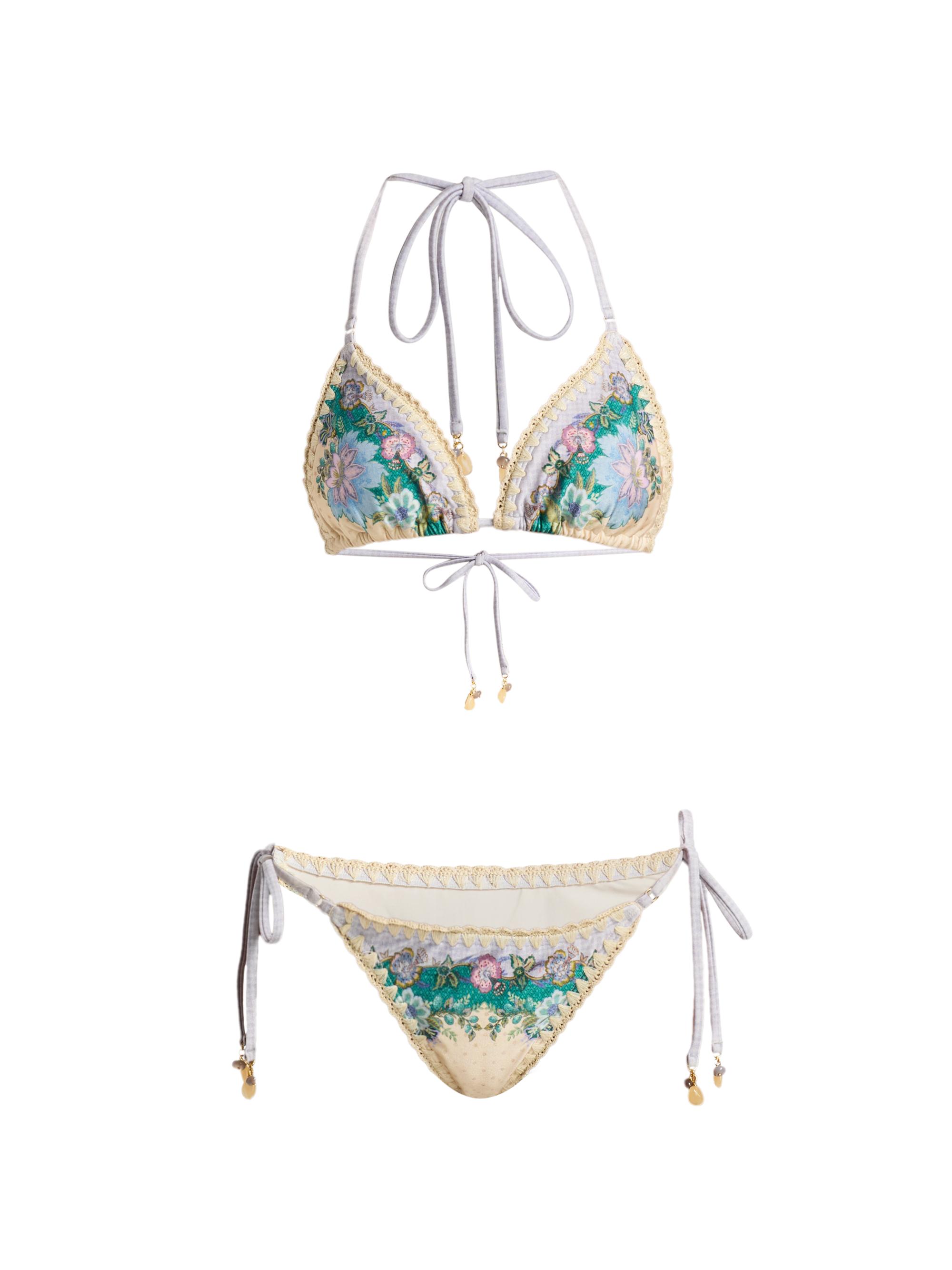 Zimmermann Women's Indra Crochet Detail Bikini - Cream Scarf Floral | Thumbnail 7