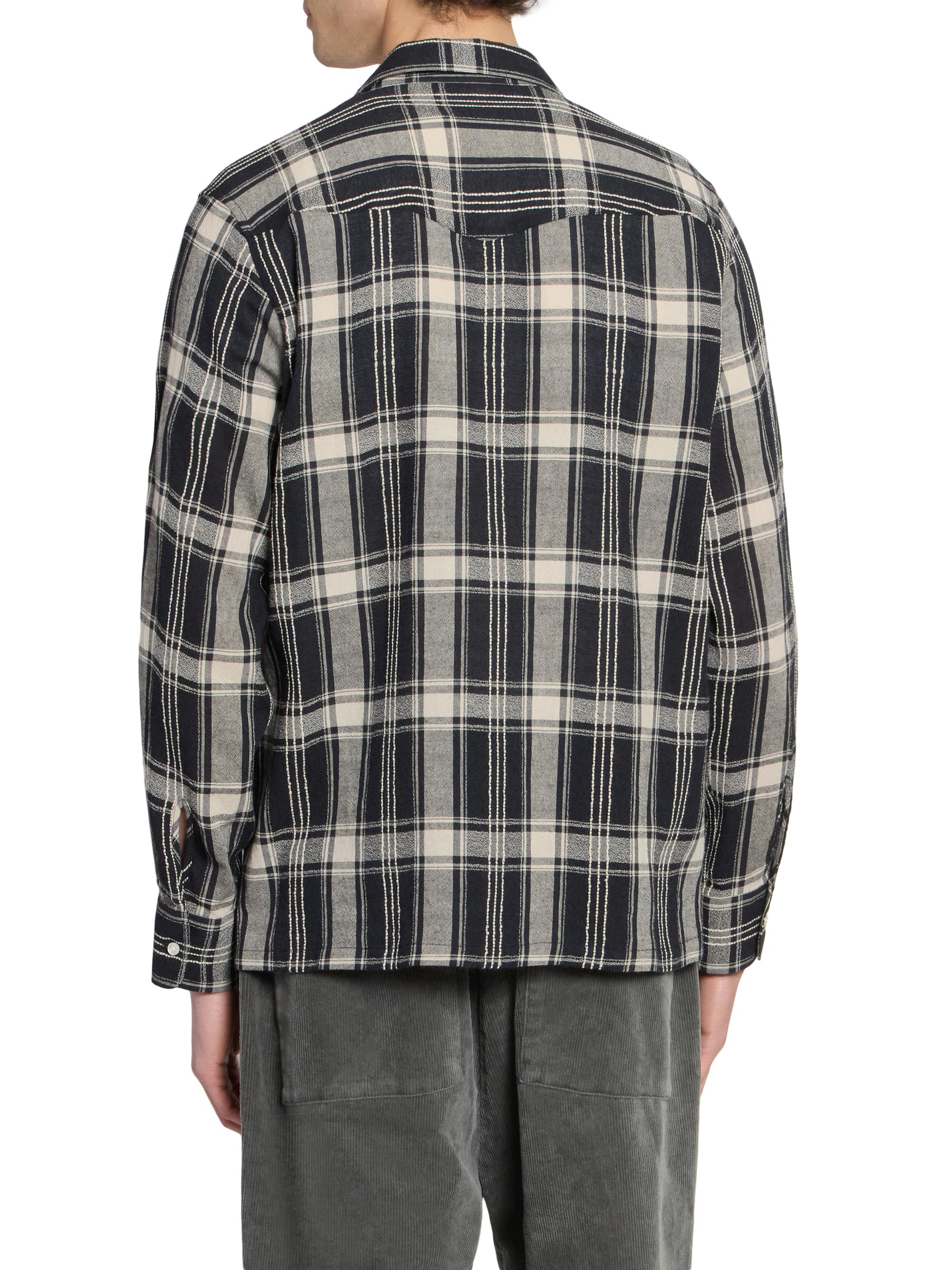 Officine Générale Men's Eren Checked Cotton-Blend Button-Front Shirt - Black Blue Ecru | Thumbnail 5