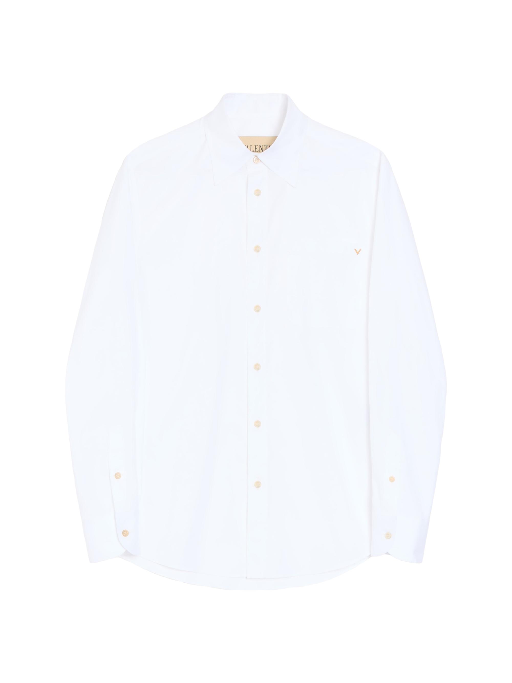 Valentino Garavani Men's Oxford Cotton Shirt with VGold - White