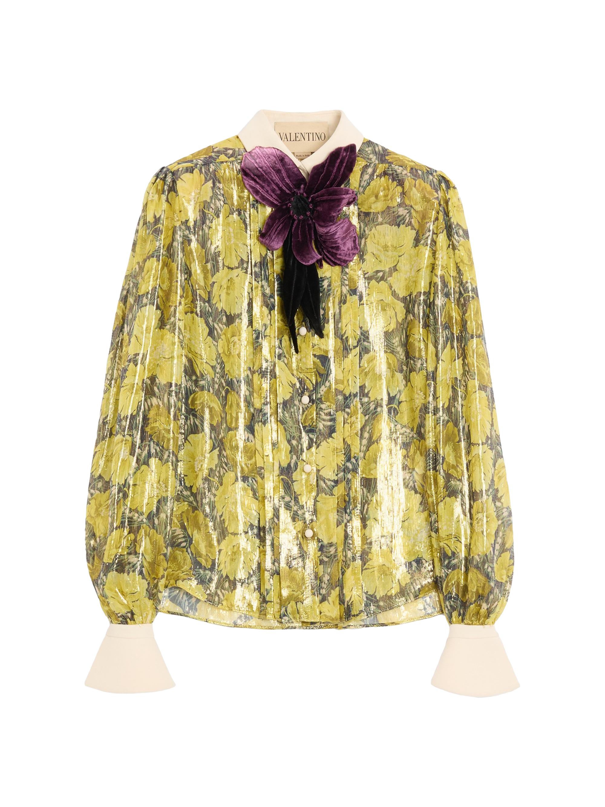 Valentino Garavani Women's Lurex Shirt with Après L'hiver Poppies Print
