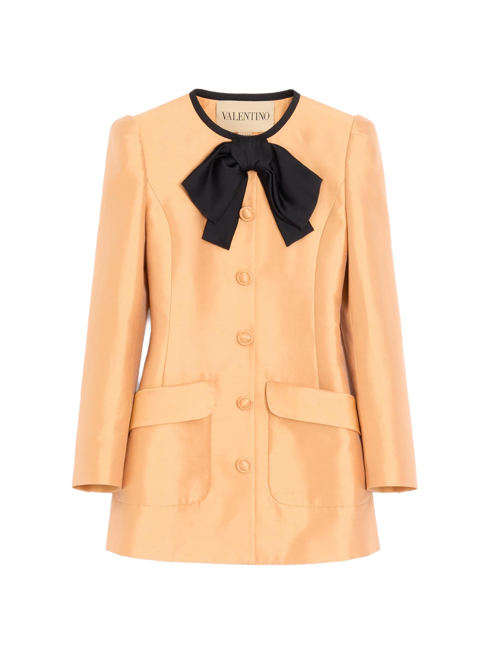Valentino Garavani Women's Shantung Caban Coat - Melon Black