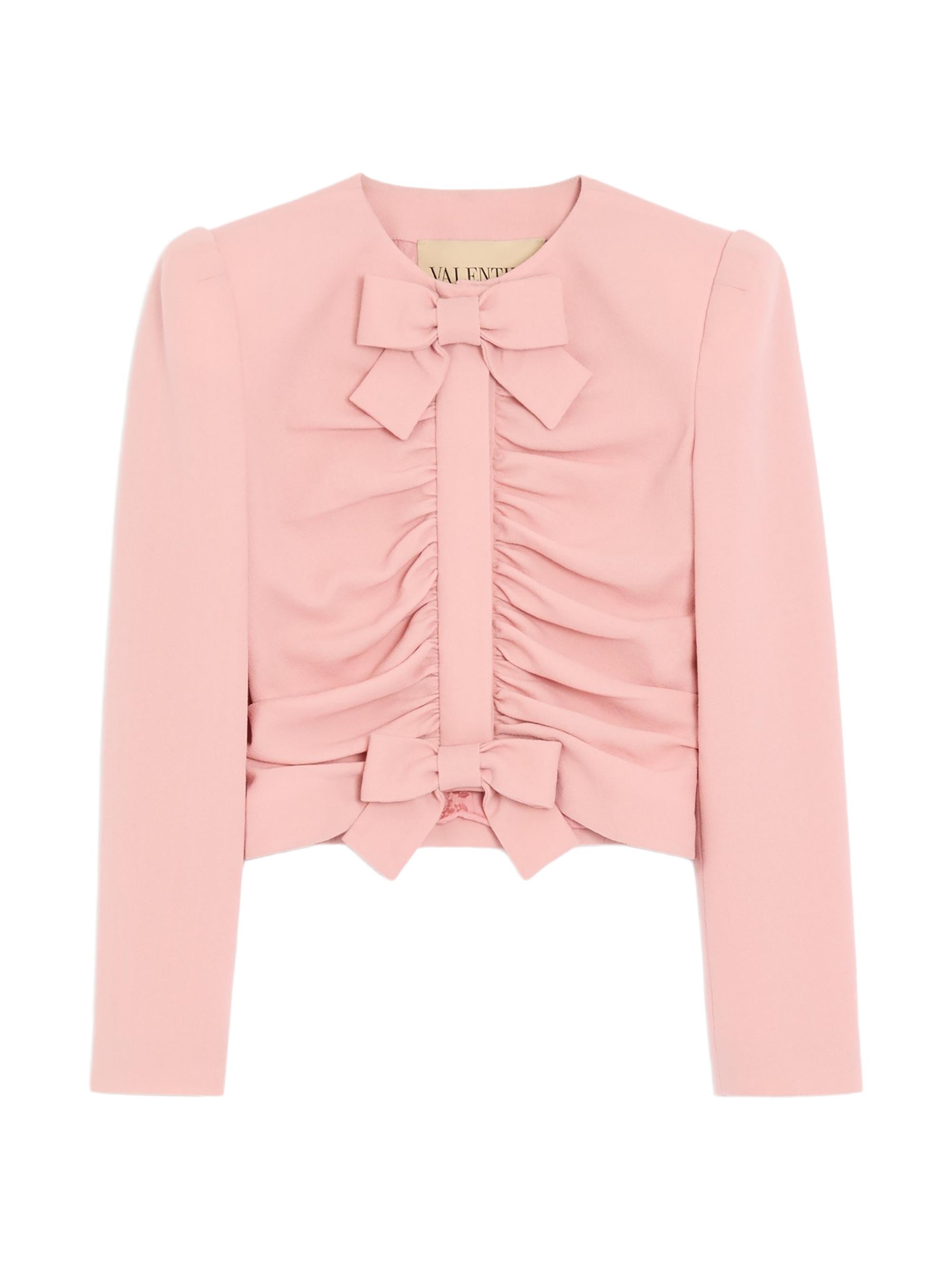 Valentino Garavani Women's Cropped Jacket in Crispy Light Wool - Pink | Thumbnail 8