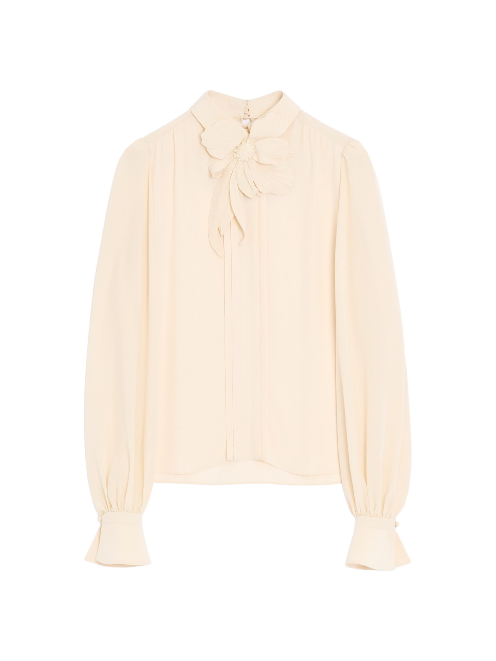 Valentino Garavani Women's Embroidered Crepe De Chine Top - Vanilla