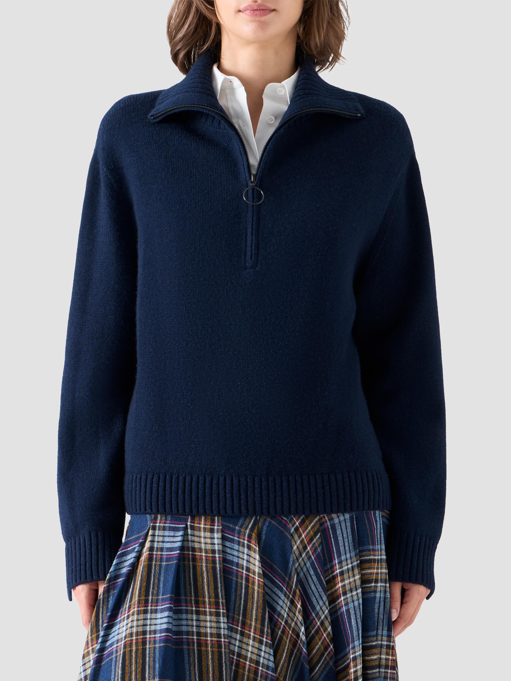 Akris punto Women's Chunky Yak Knit Half-Zip Pullover - Navy | Thumbnail 4