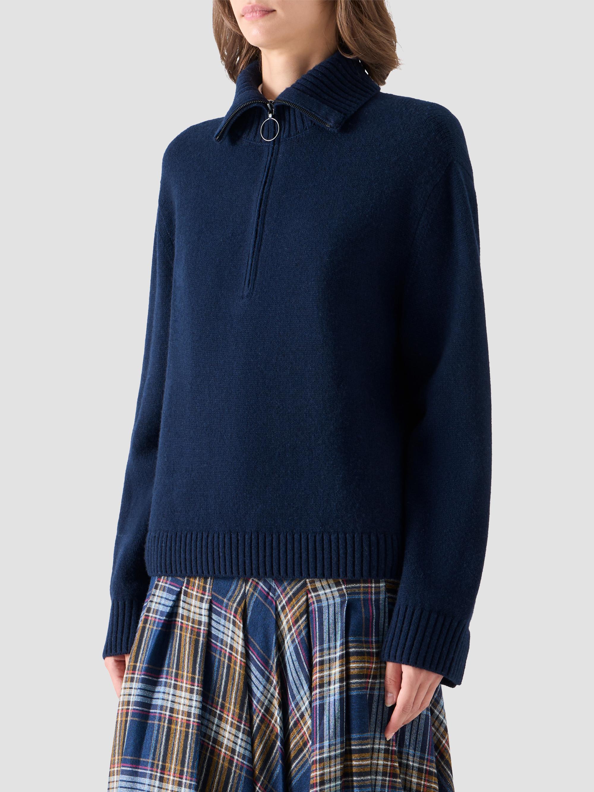 Akris punto Women's Chunky Yak Knit Half-Zip Pullover - Navy | Thumbnail 6