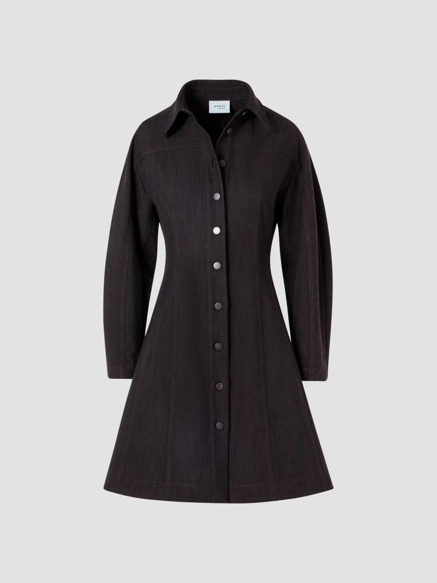 Akris Punto Women's Panel Winter Denim Shirtdress In Espresso