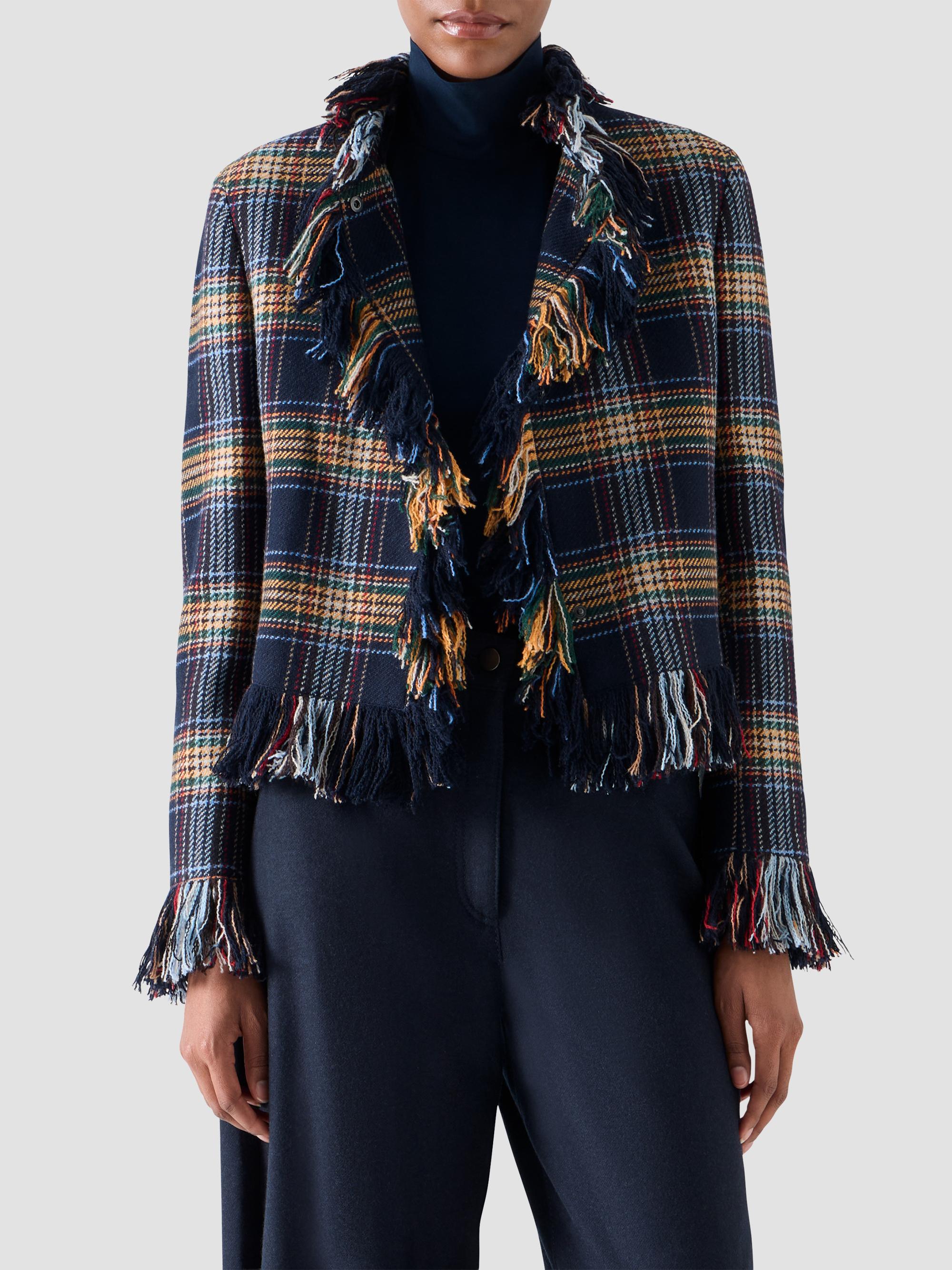 Akris punto Women's Plaid Tweed Wool-Blend Jacket - Navy Multicolor | Thumbnail 4