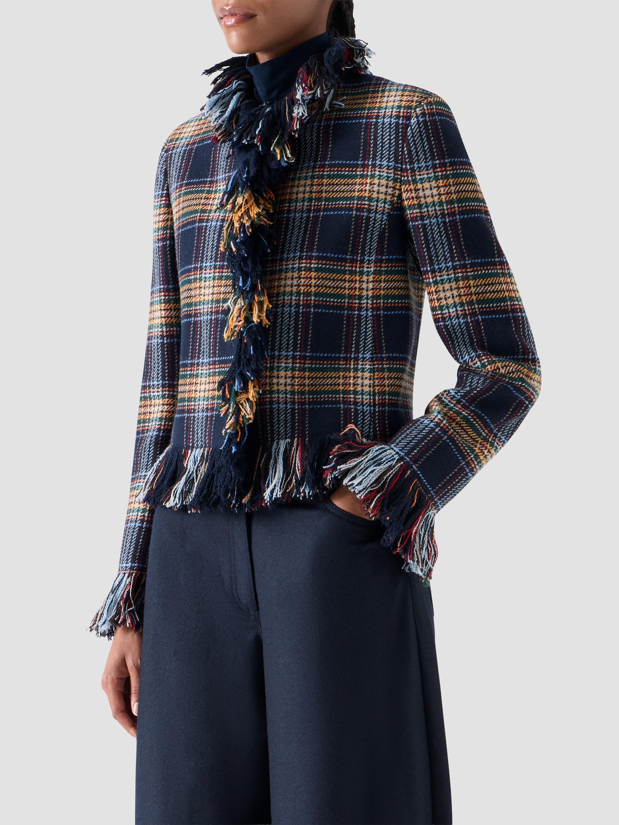 Akris punto Women's Plaid Tweed Wool-Blend Jacket - Navy Multicolor | Thumbnail 6
