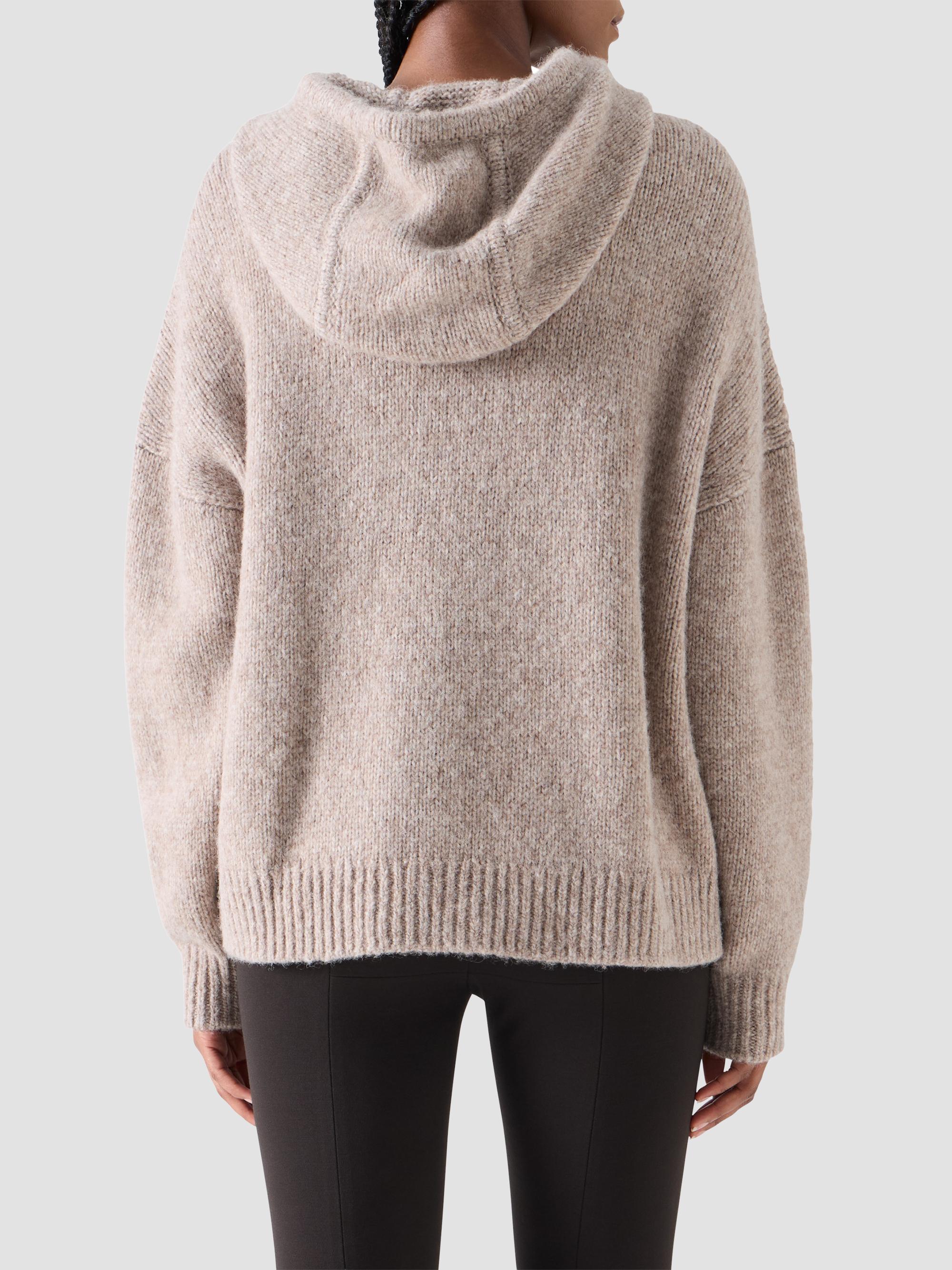 Akris punto Women's Fluffy Alpaca-Wool Knit Hoodie - Oat | Thumbnail 3