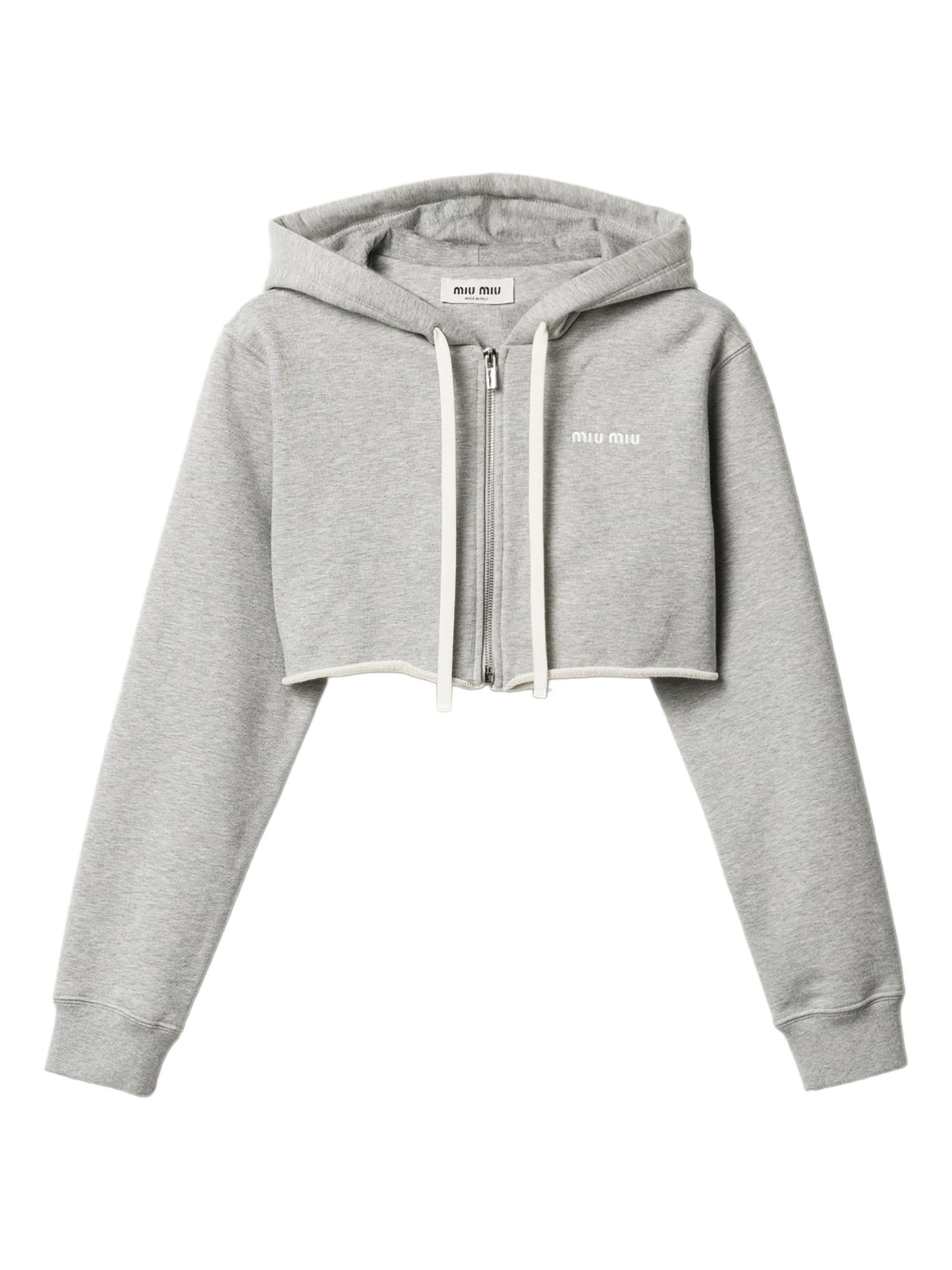Miu Miu Women's Cropped Hoodie - Grey