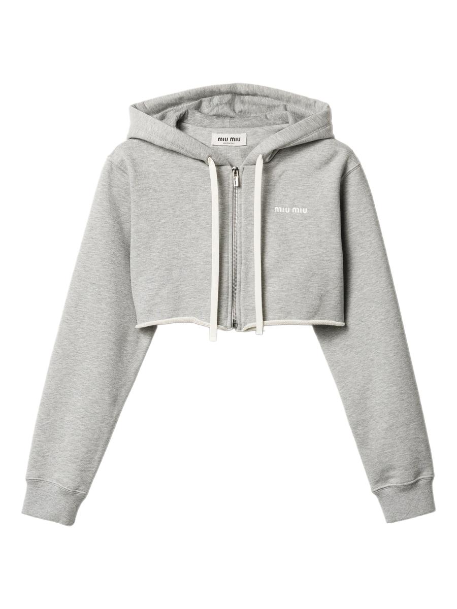 Miu Miu Women's Cropped Hoodie In Gray