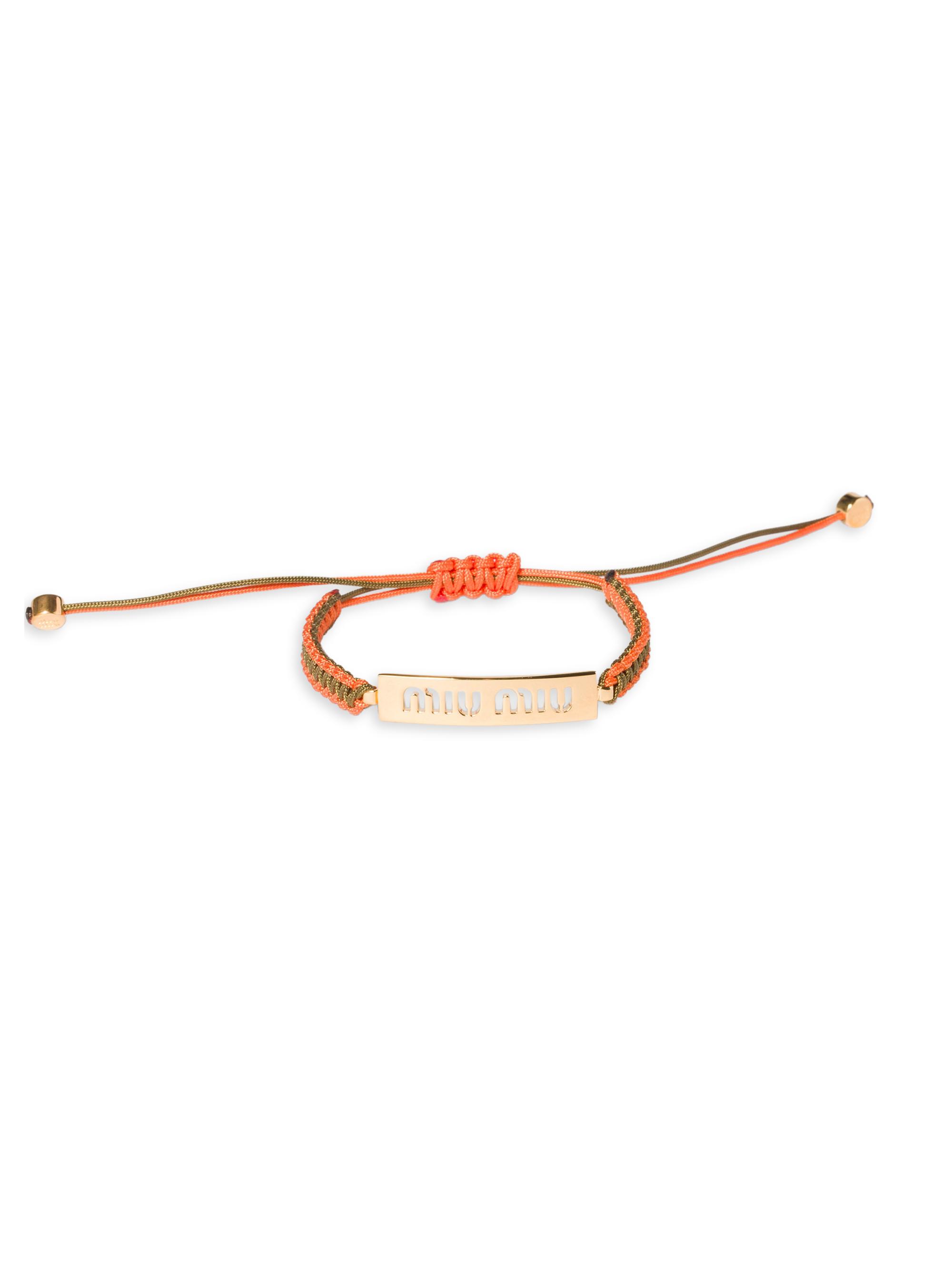 Miu Miu Women's Cotton and Metal Bracelet - Orange