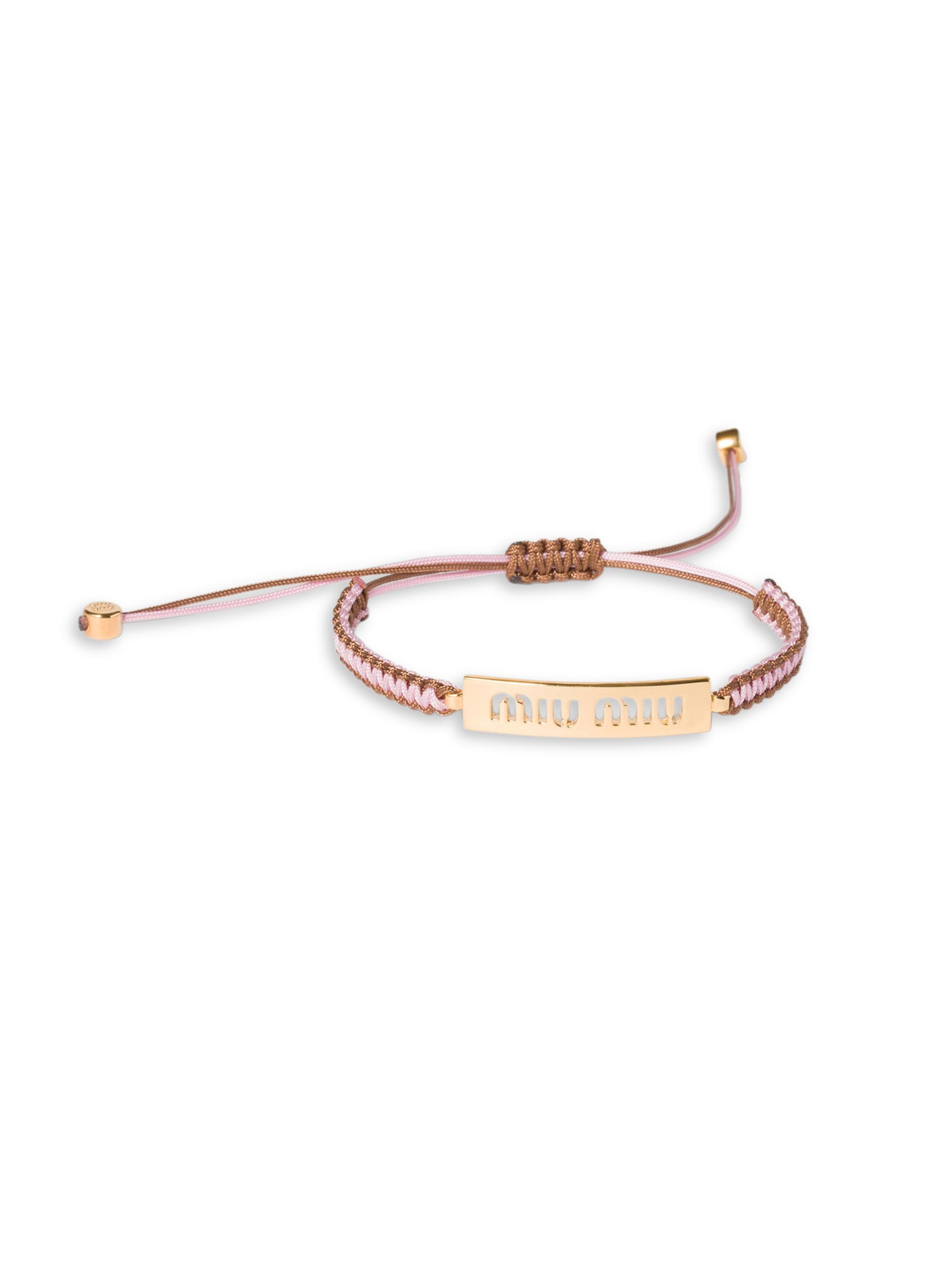 Miu Miu Women's Cotton and Metal Bracelet - Pink