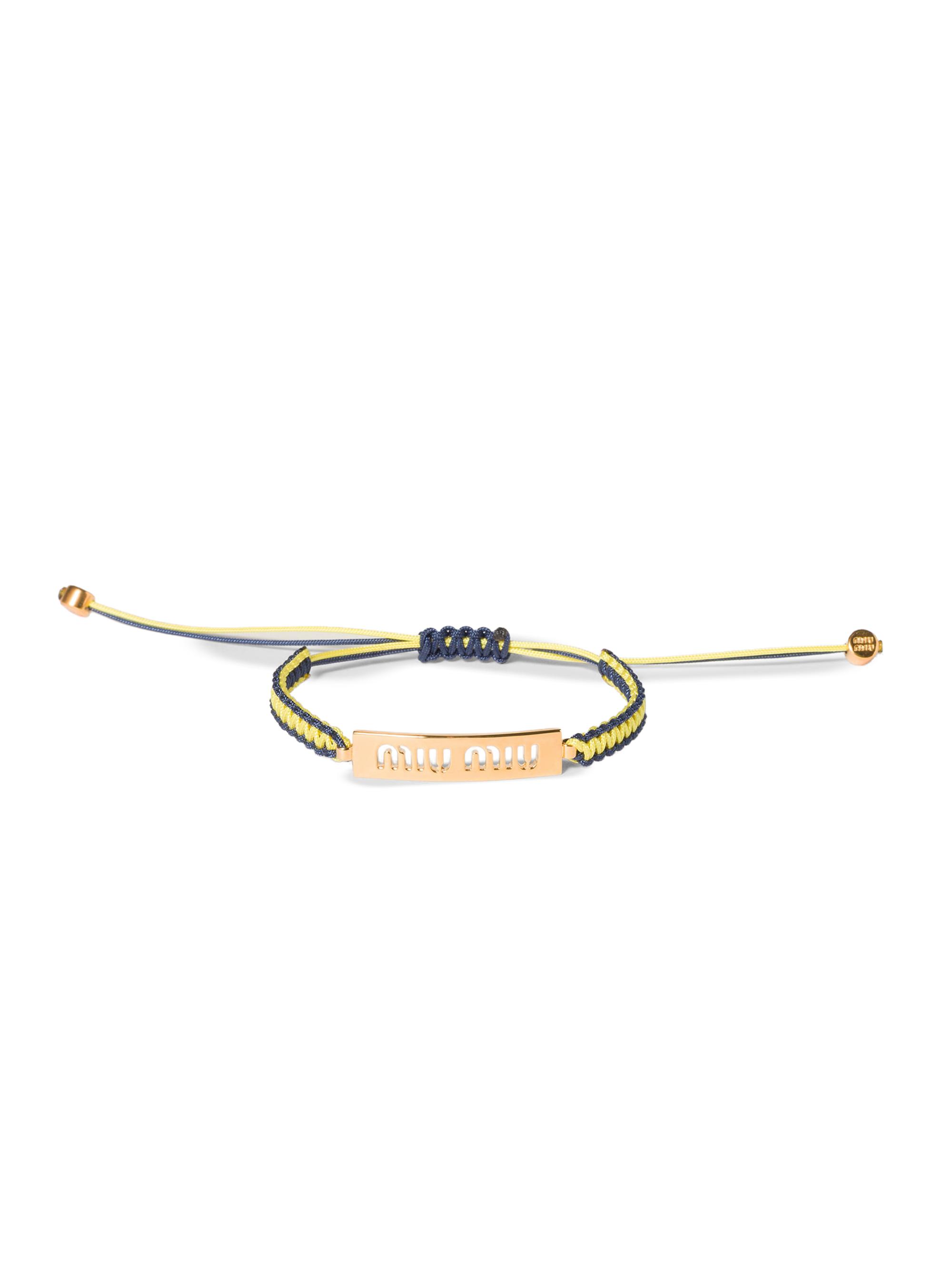 Miu Miu Women's Cotton and Metal Bracelet - Yellow