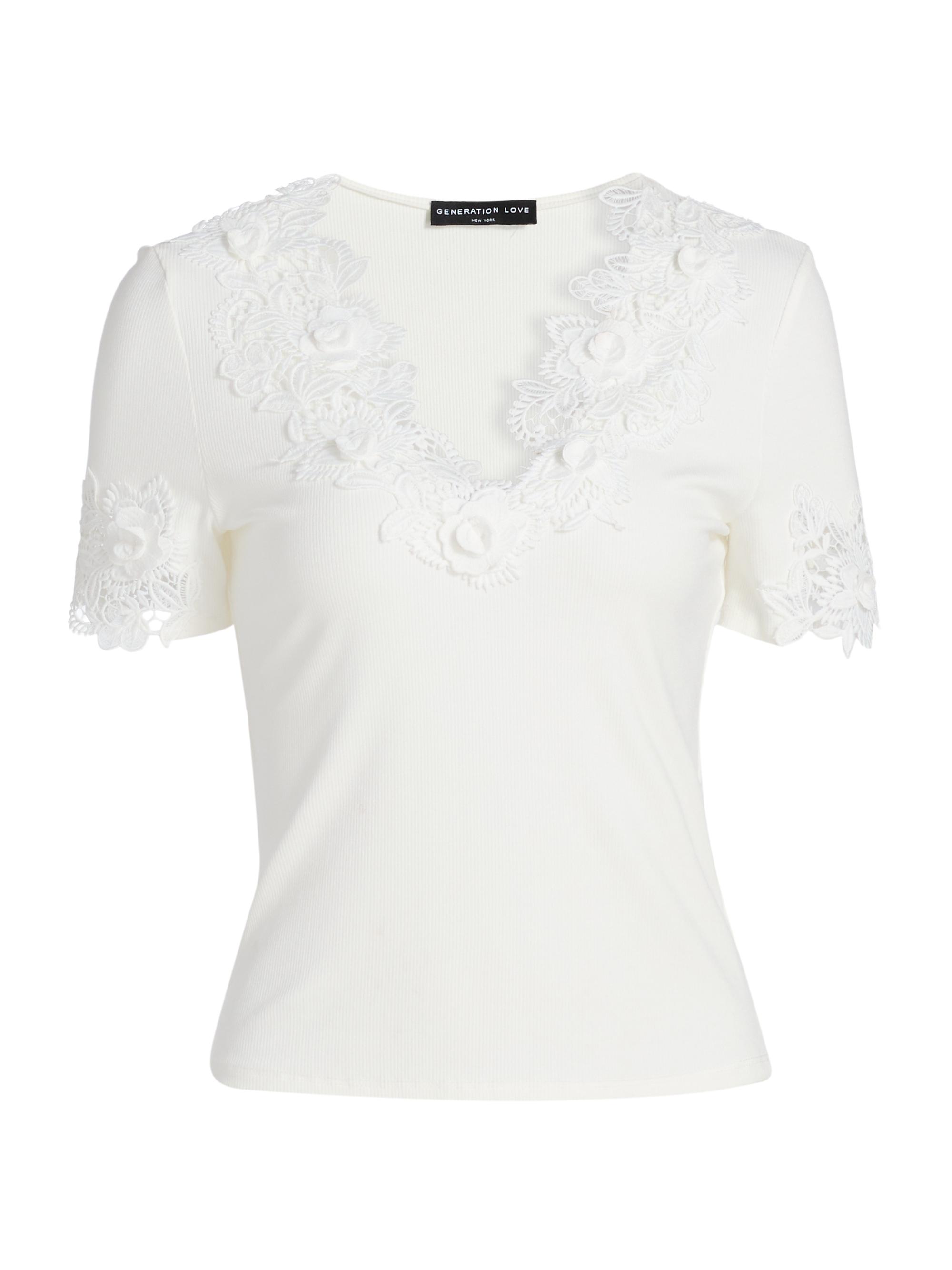 Generation Love Dubois Cotton Eyelet Cropped Shirt | Saks Fifth Avenue