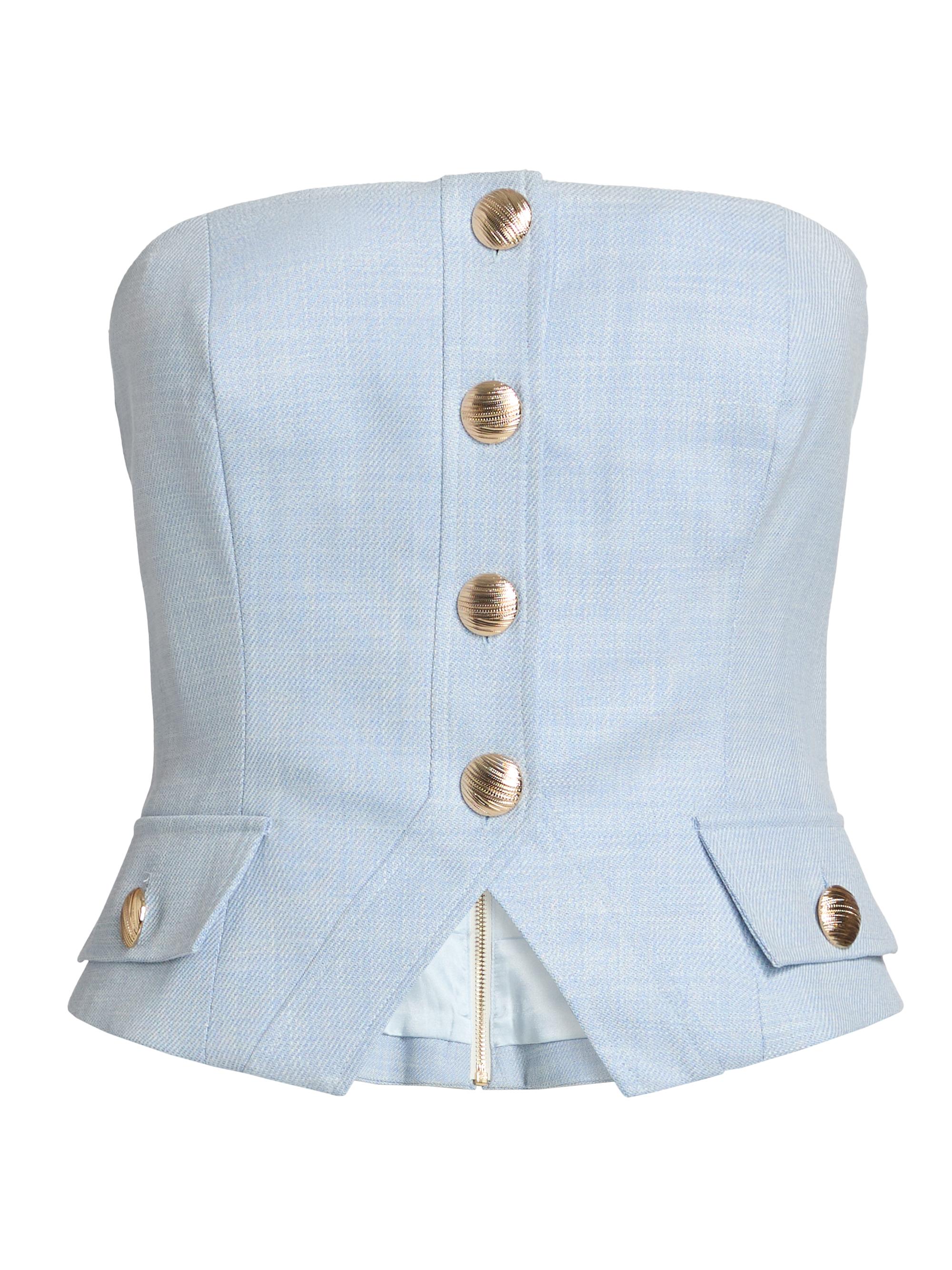 Generation Love Women's Ellery Chambray Suiting Bustier Top - Chambray Blue