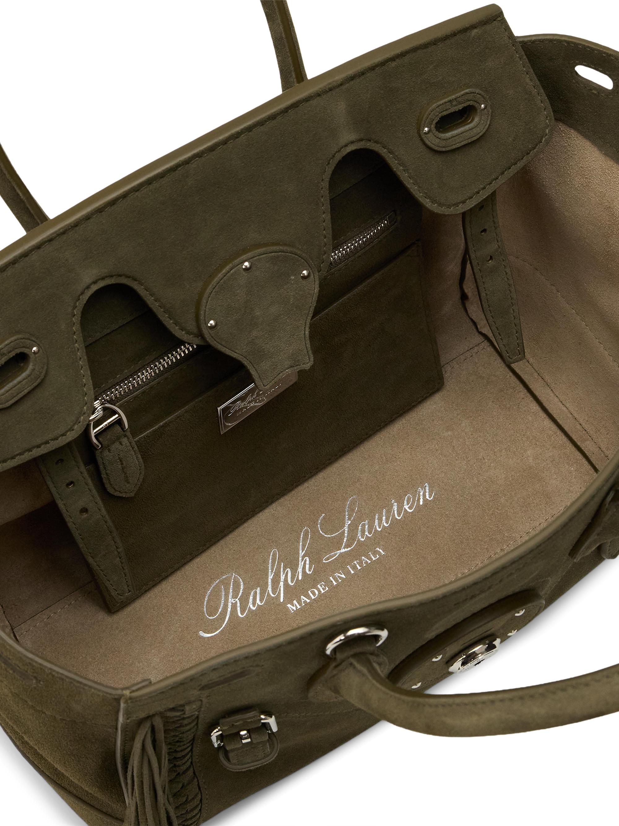 Ralph Lauren Collection Soft Ricky 27 Fringe-Trim Suede Satchel