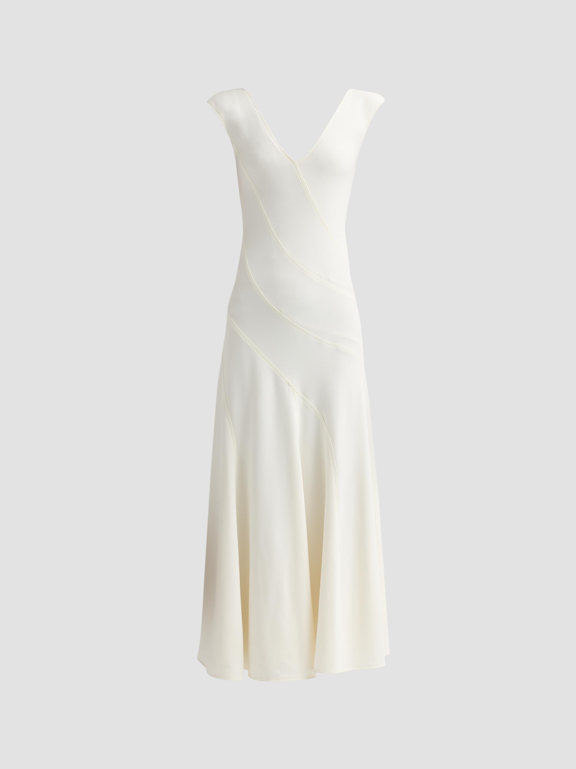 Proenza Schouler Women's Romana Double-Face Crepe Midi-Dress - Alabaster | Thumbnail 6