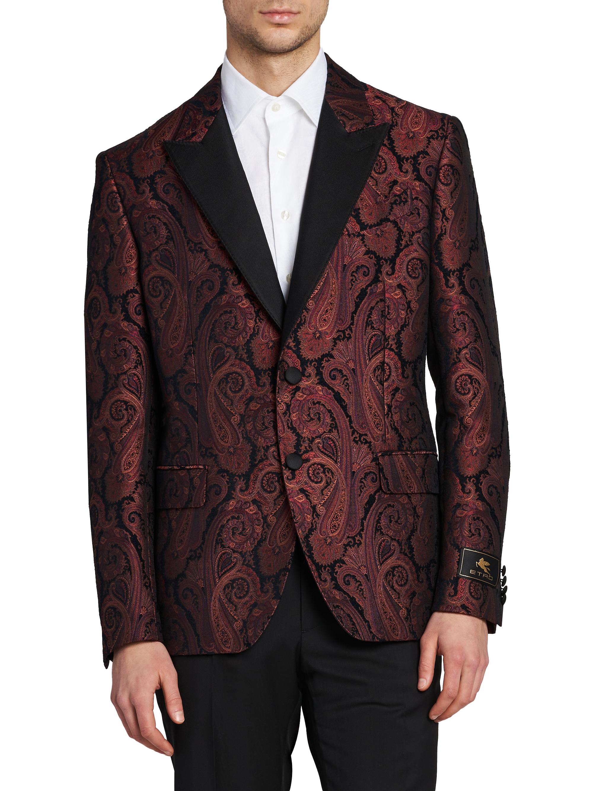 Etro Men's Milano Paisley Brocade Dinner Jacket - Burgundy | Thumbnail 3