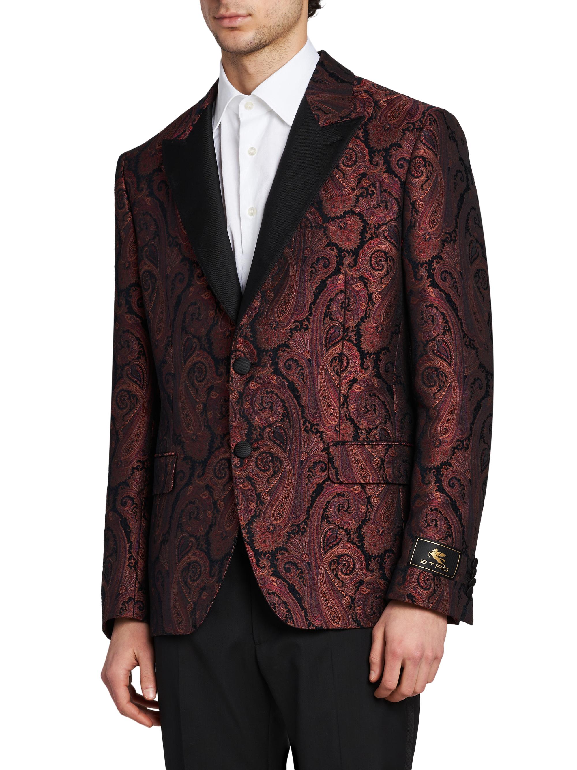 Etro Men's Milano Paisley Brocade Dinner Jacket - Burgundy | Thumbnail 4