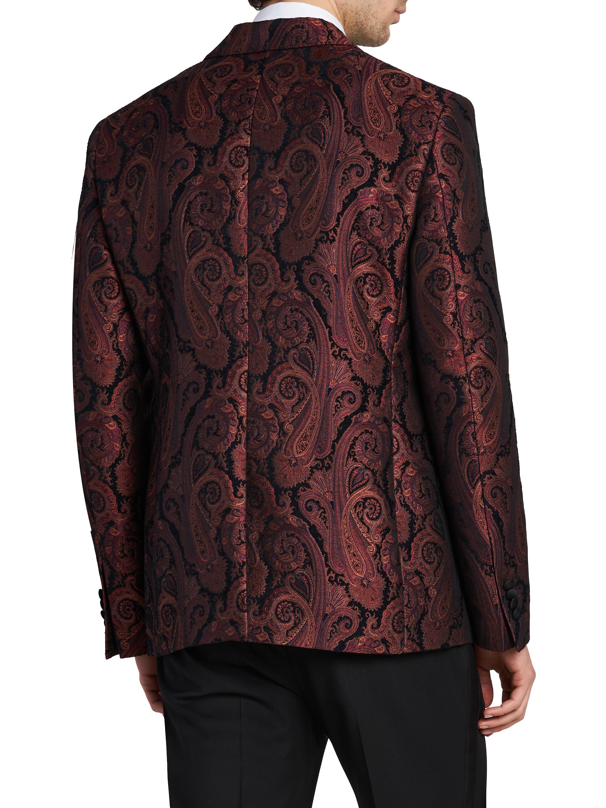Etro Men's Milano Paisley Brocade Dinner Jacket - Burgundy | Thumbnail 5