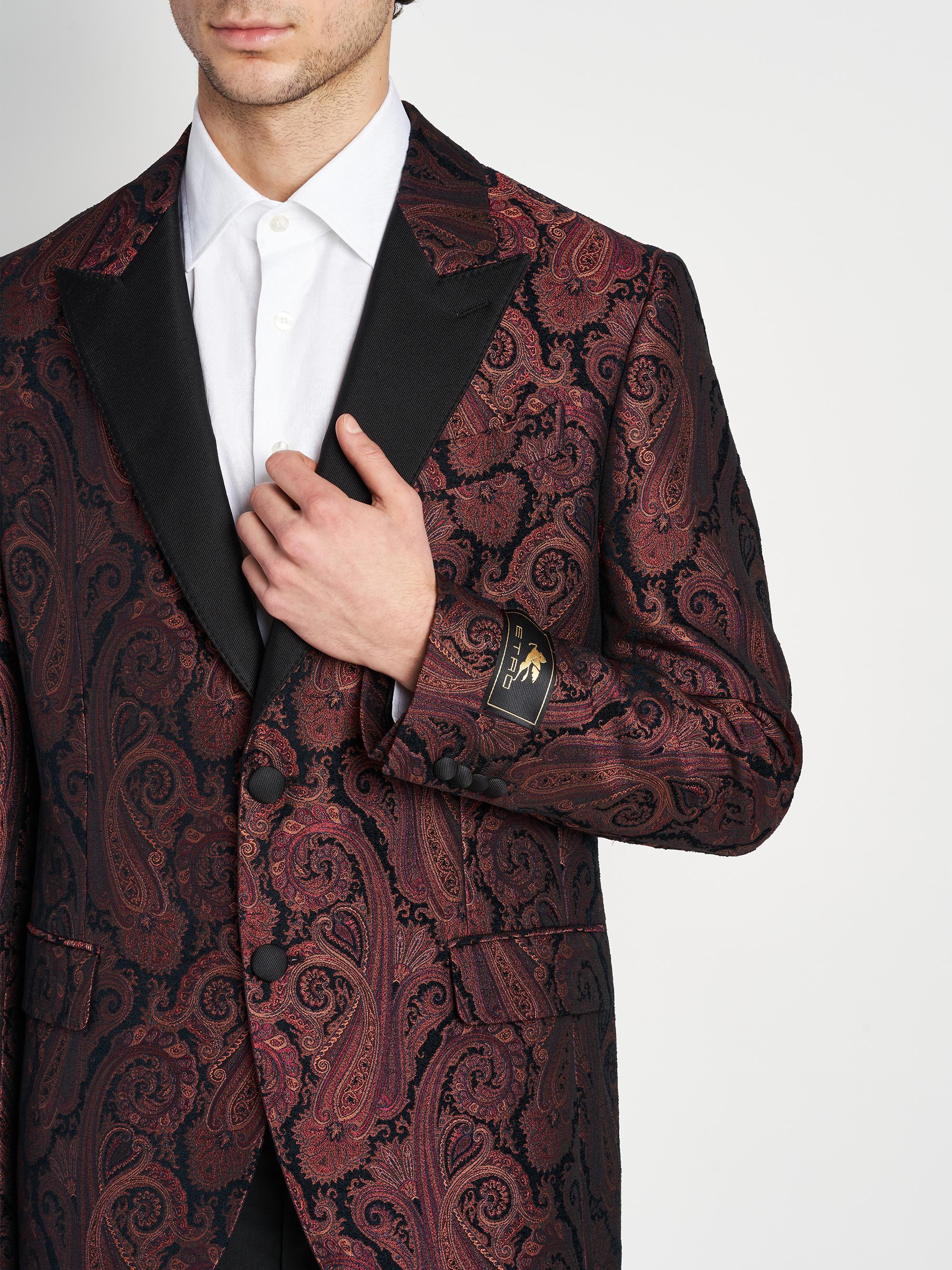 Etro Men's Milano Paisley Brocade Dinner Jacket - Burgundy | Thumbnail 6