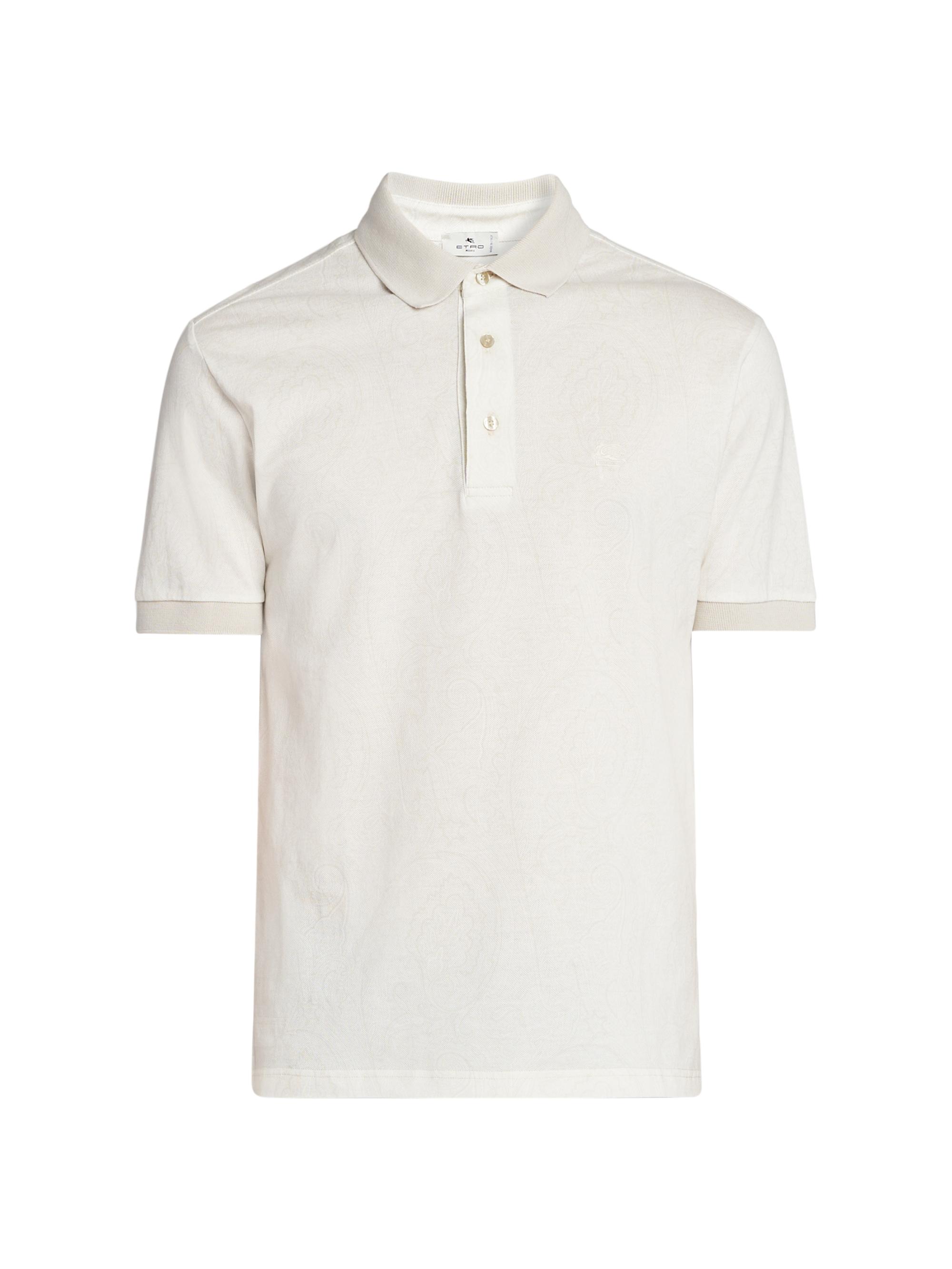 Etro Men's Roma Cotton Polo Shirt - Stampado Bianco