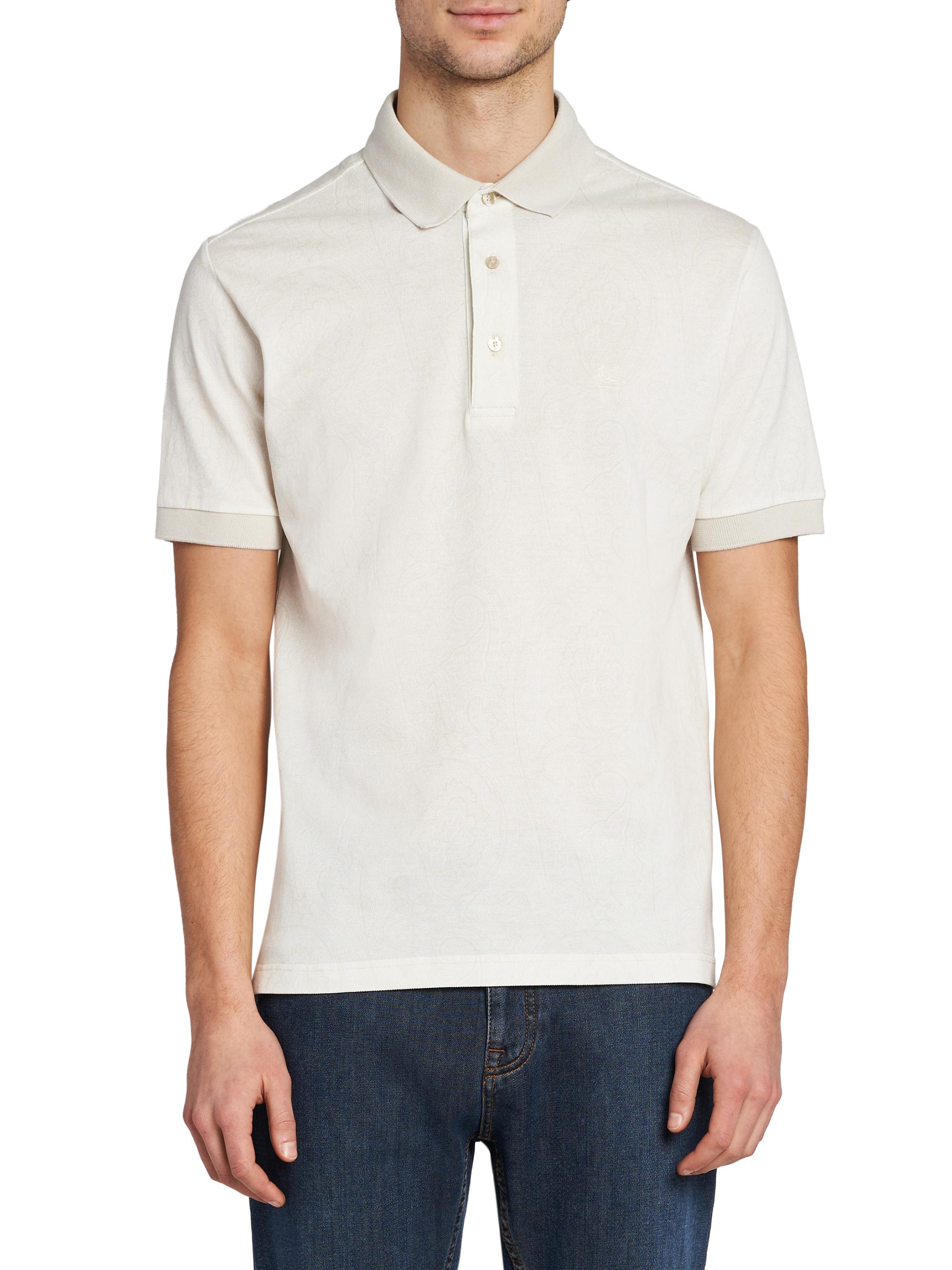 Etro Men's Roma Cotton Polo Shirt - Stampado Bianco | Thumbnail 3