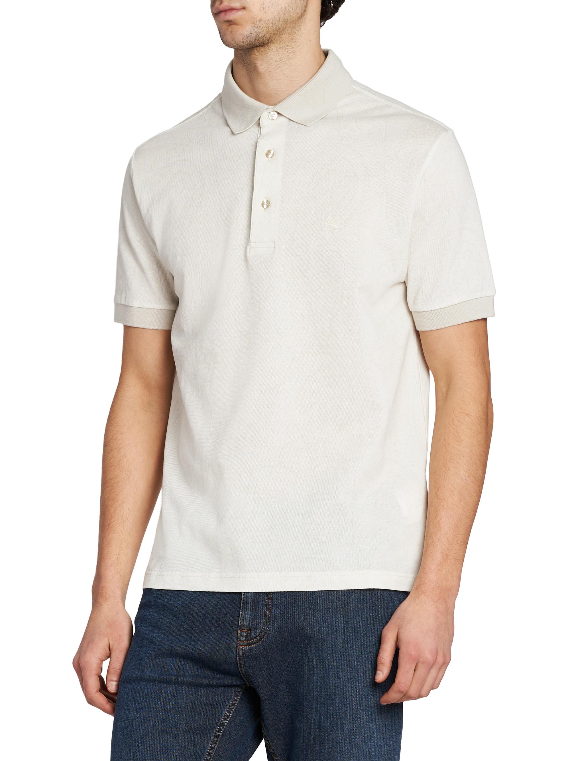 Etro Men's Roma Cotton Polo Shirt - Stampado Bianco | Thumbnail 4