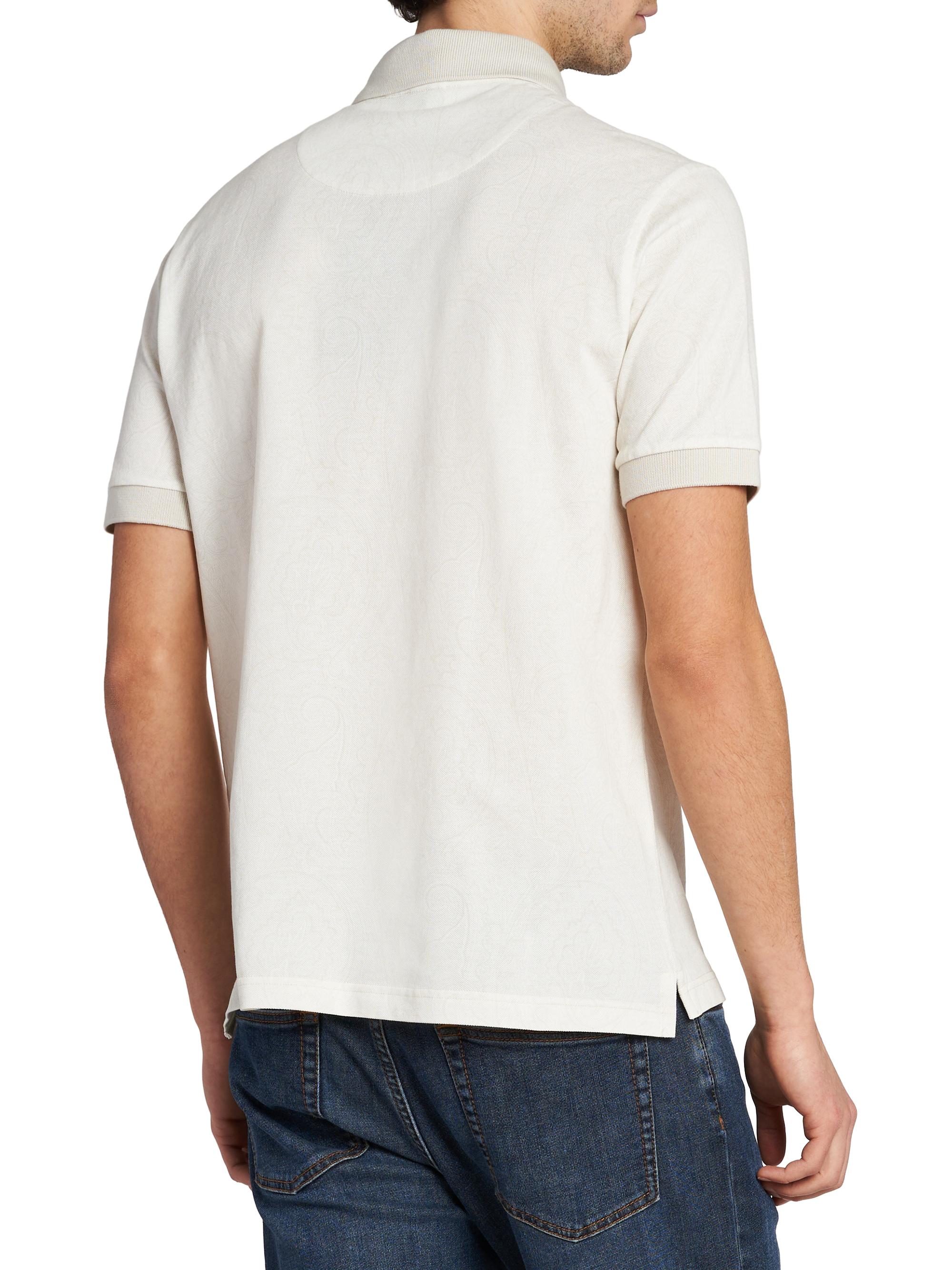 Etro Men's Roma Cotton Polo Shirt - Stampado Bianco | Thumbnail 5