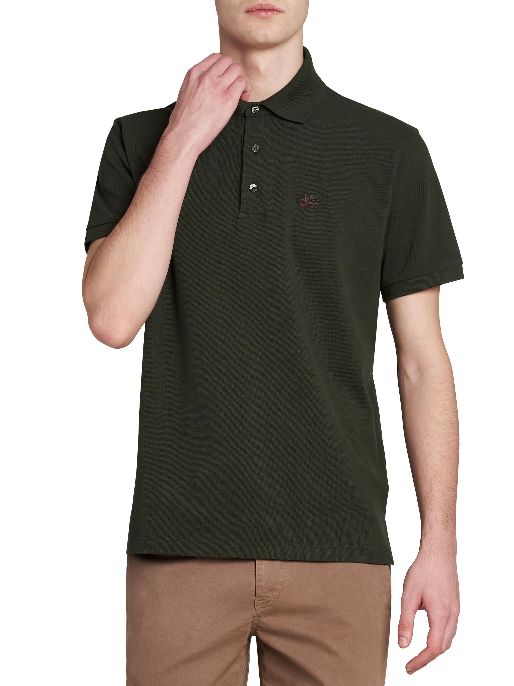 Etro Men's Cotton Polo Shirt - Verde Oliva Scuro | Thumbnail 3