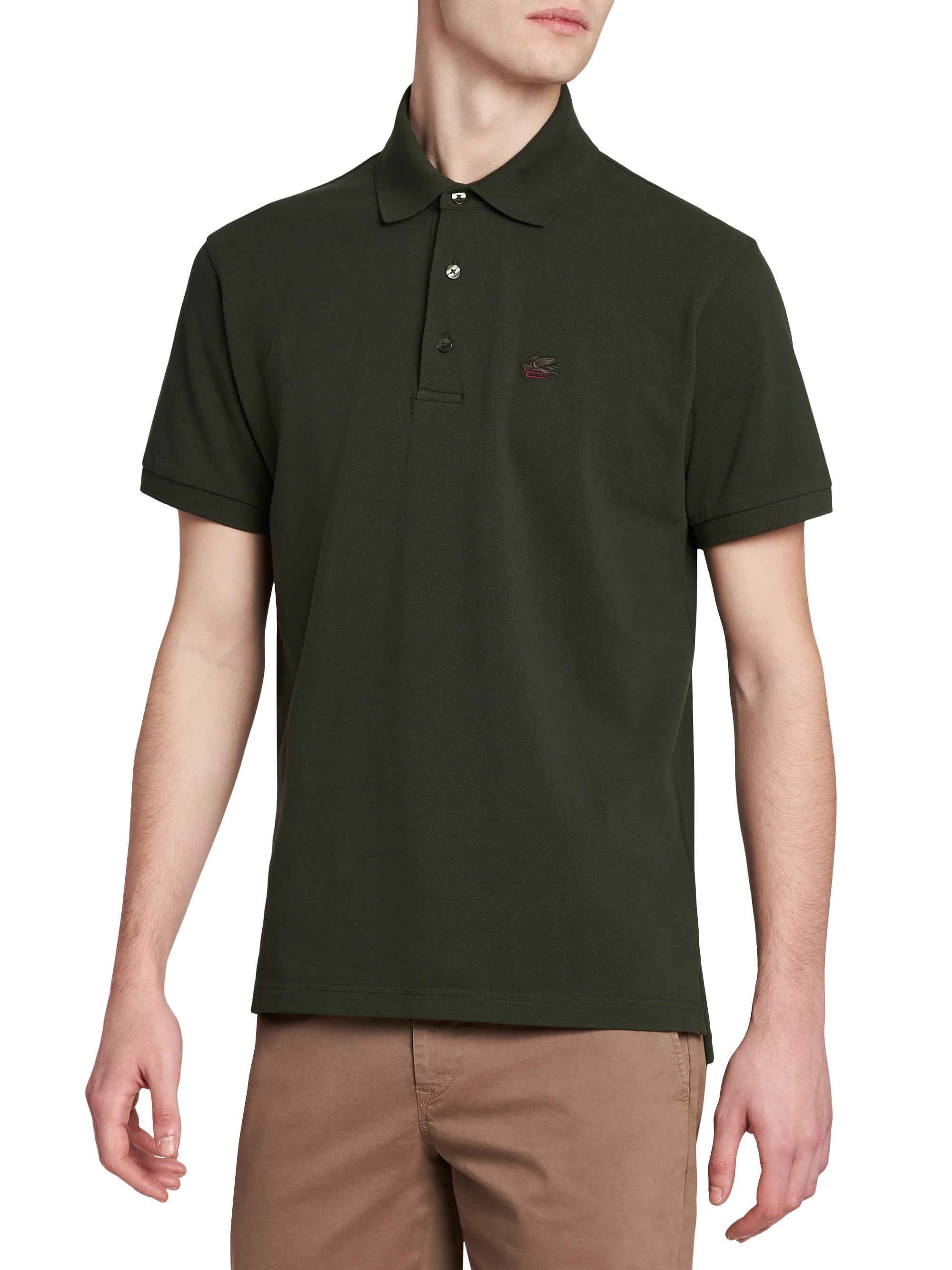 Etro Men's Cotton Polo Shirt - Verde Oliva Scuro | Thumbnail 4